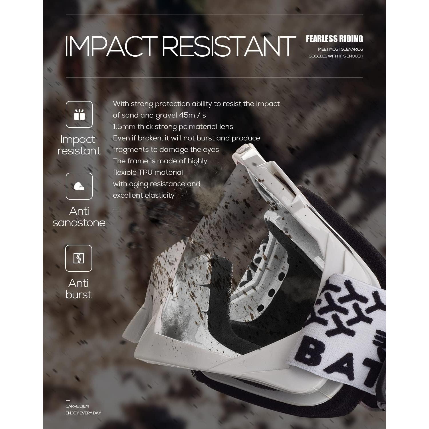 Gafas de Motocross BATFOX F816 UV Protección Antideslizante