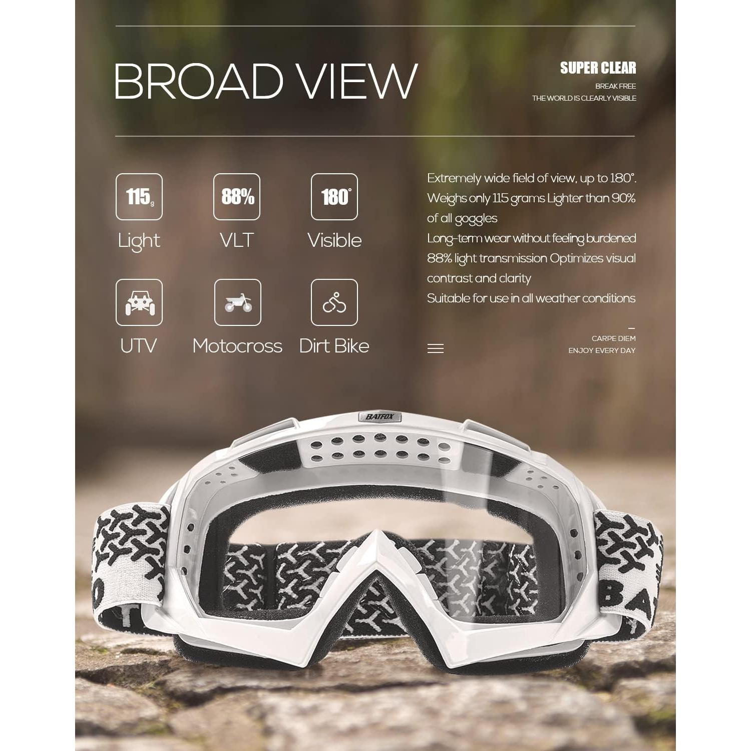 Gafas de Motocross BATFOX F816 UV Protección Antideslizante