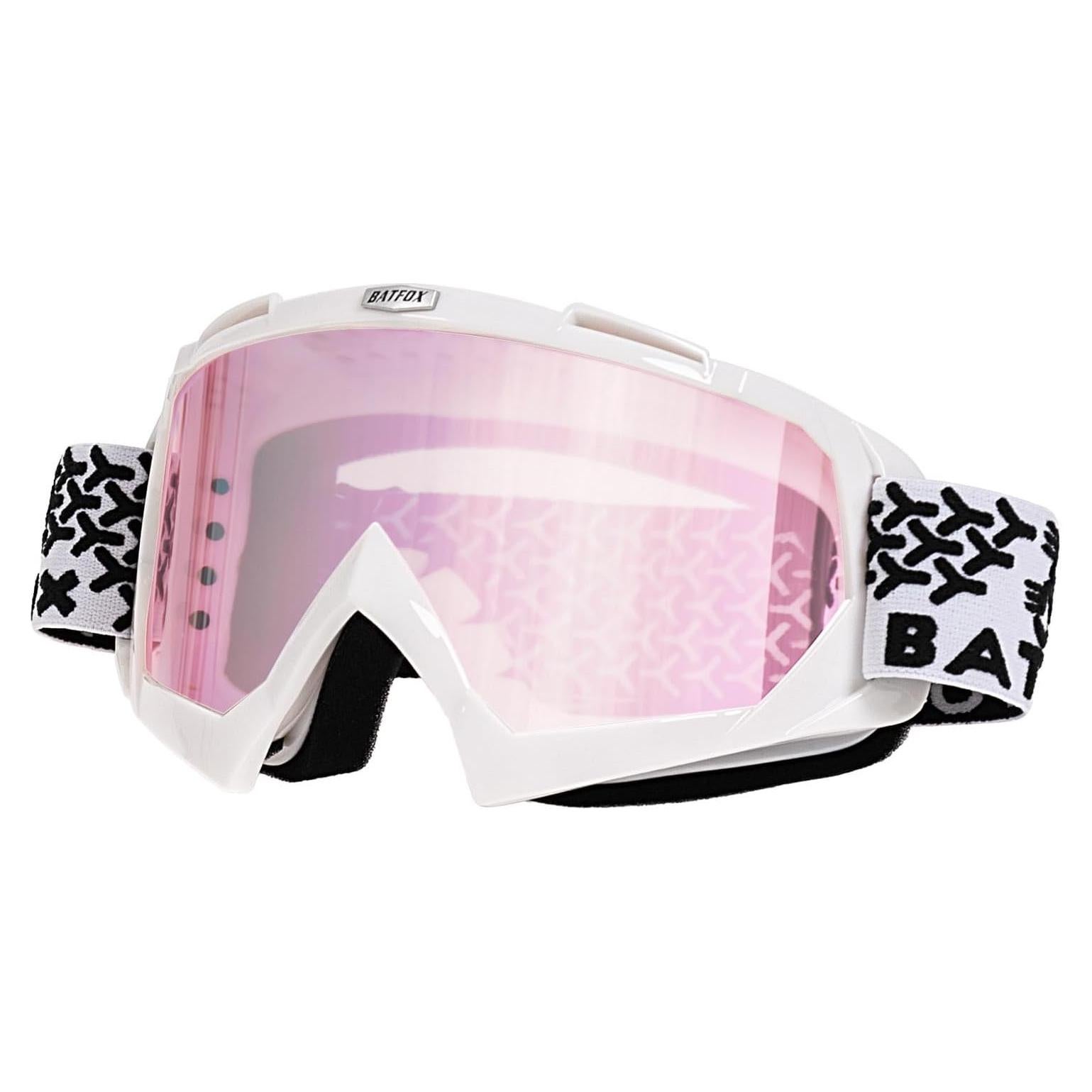Gafas de Motocross BATFOX 816 Rosa y Blanco Seguridad