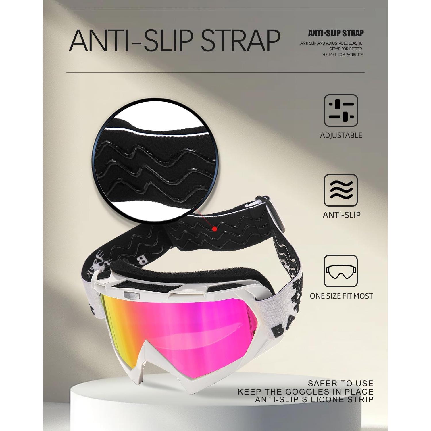 Gafas de Motocross BATFOX 816 Rosa y Blanco Seguridad