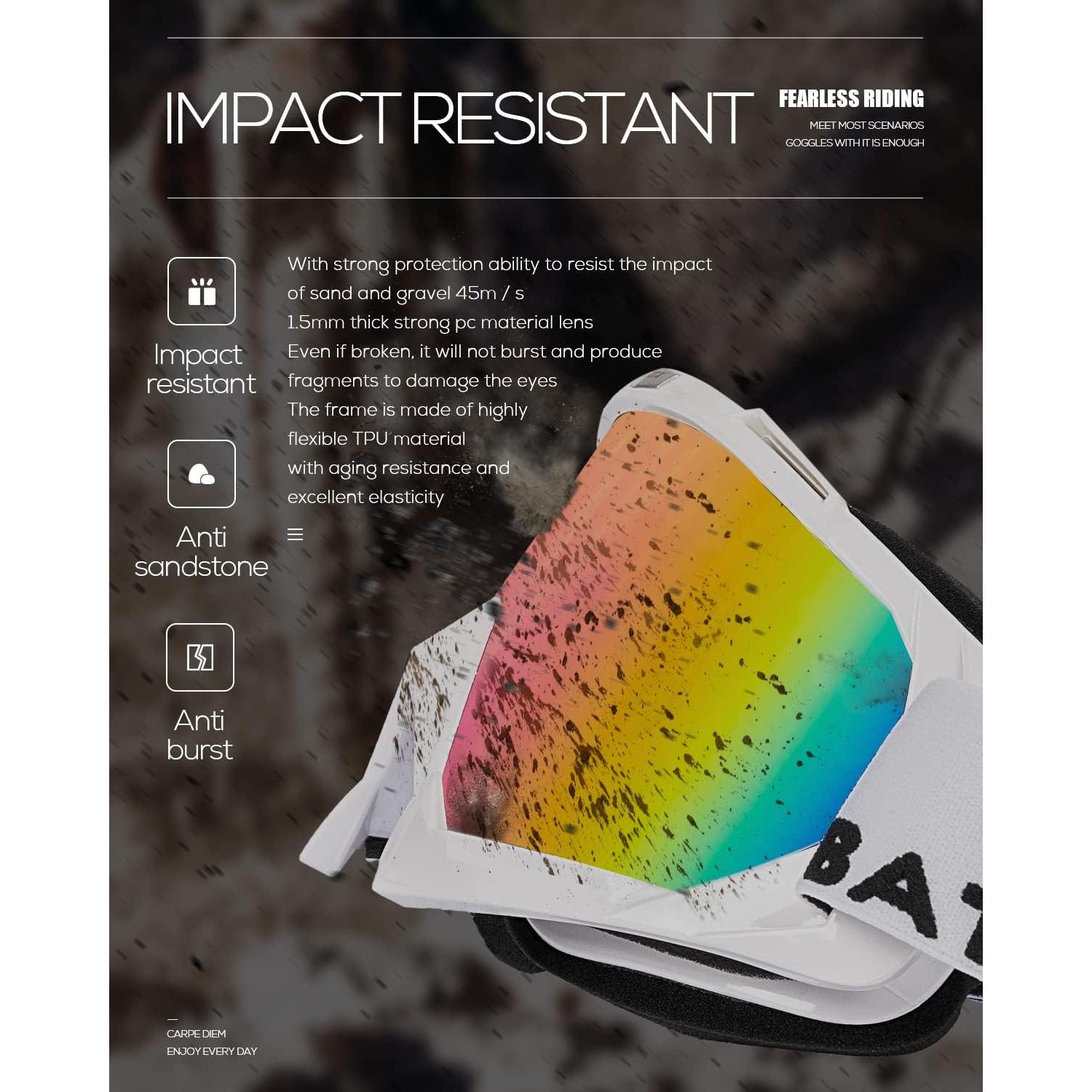 Gafas de Motocross BATFOX 816 UV400 Antideslizantes