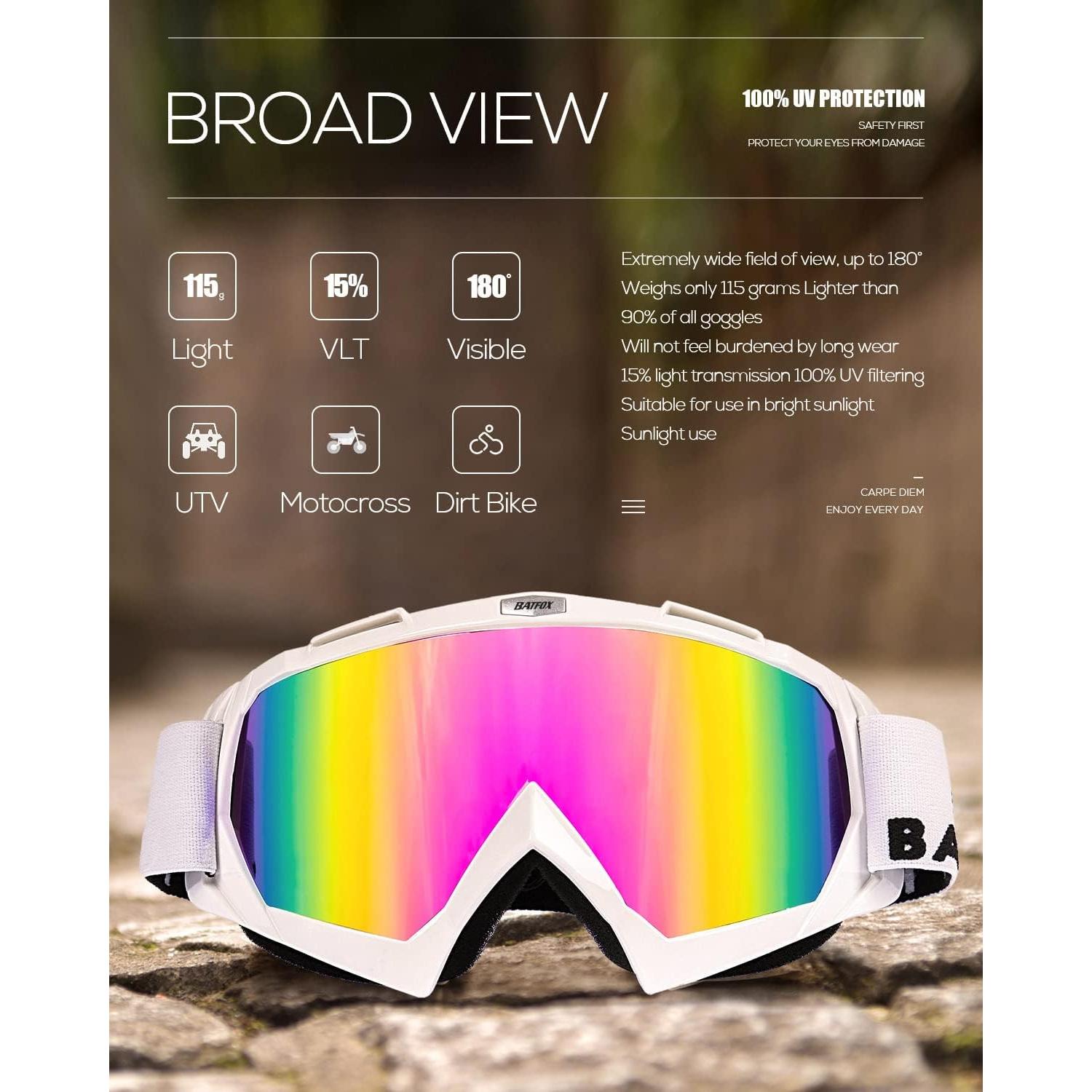 Gafas de Motocross BATFOX 816 UV400 Antideslizantes