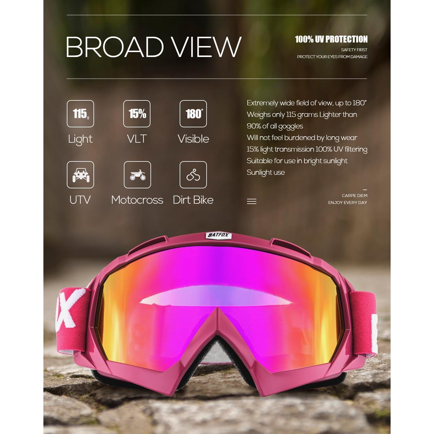 Gafas de Motocross BATFOX F816 UV400 Antideslizantes