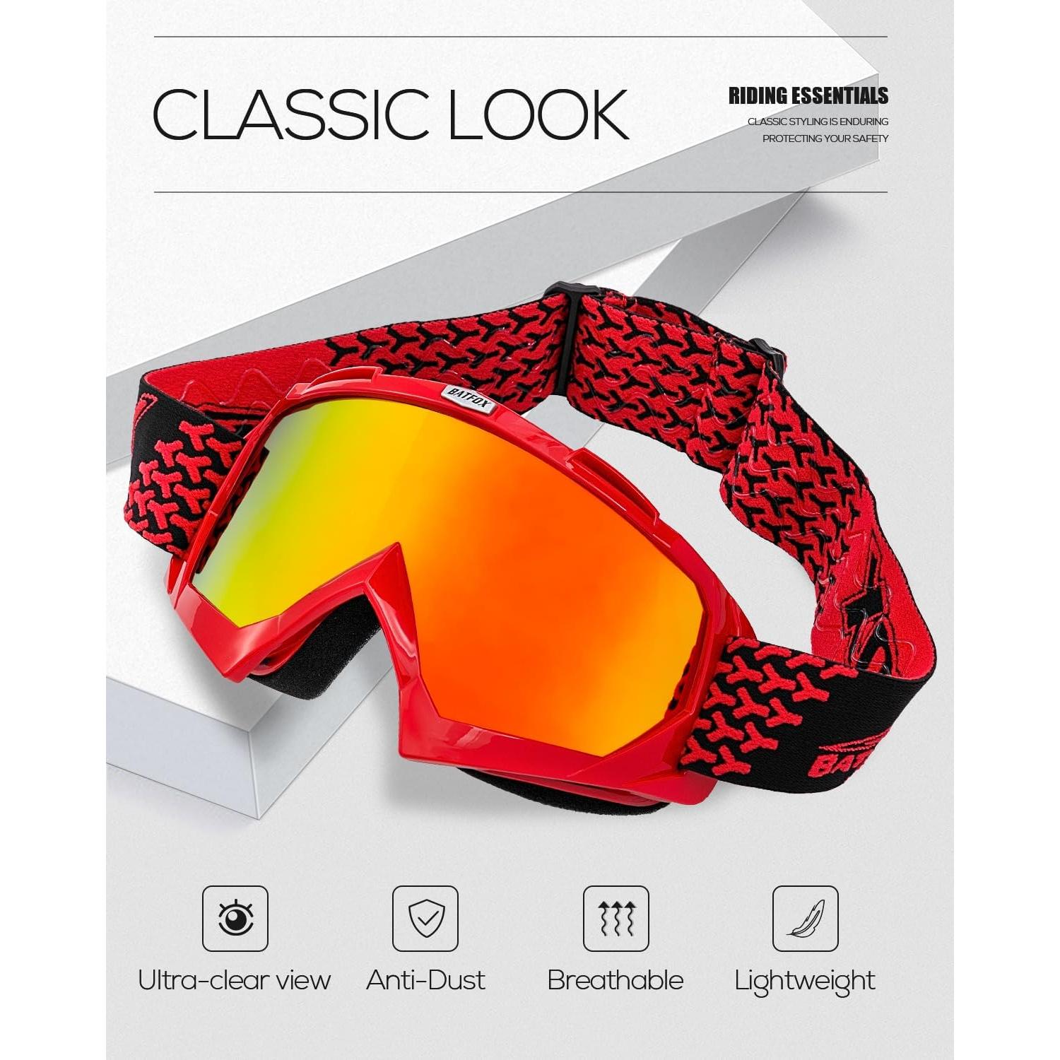 Gafas de Motocross BATFOX 816 UV400 Antideslizantes