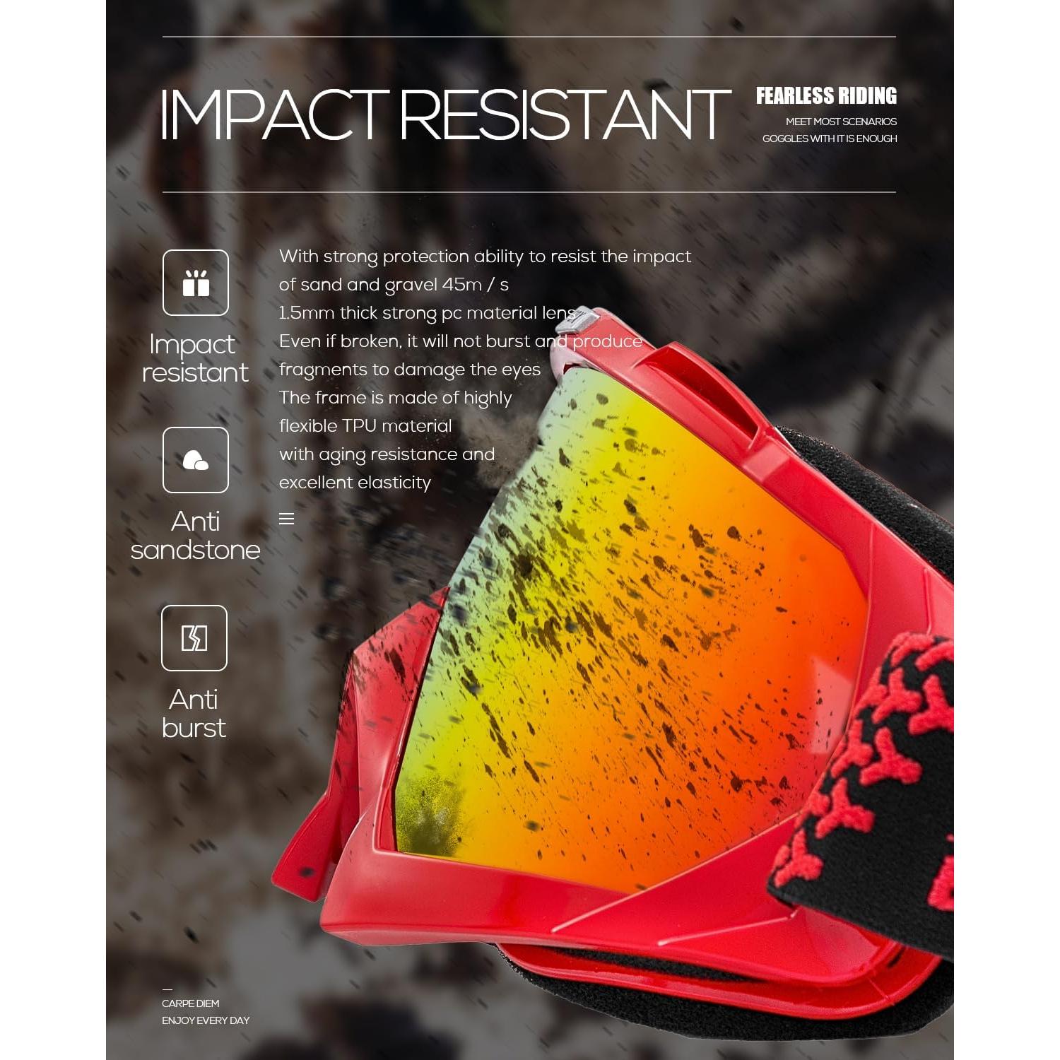 Gafas de Motocross BATFOX 816 UV400 Antideslizantes