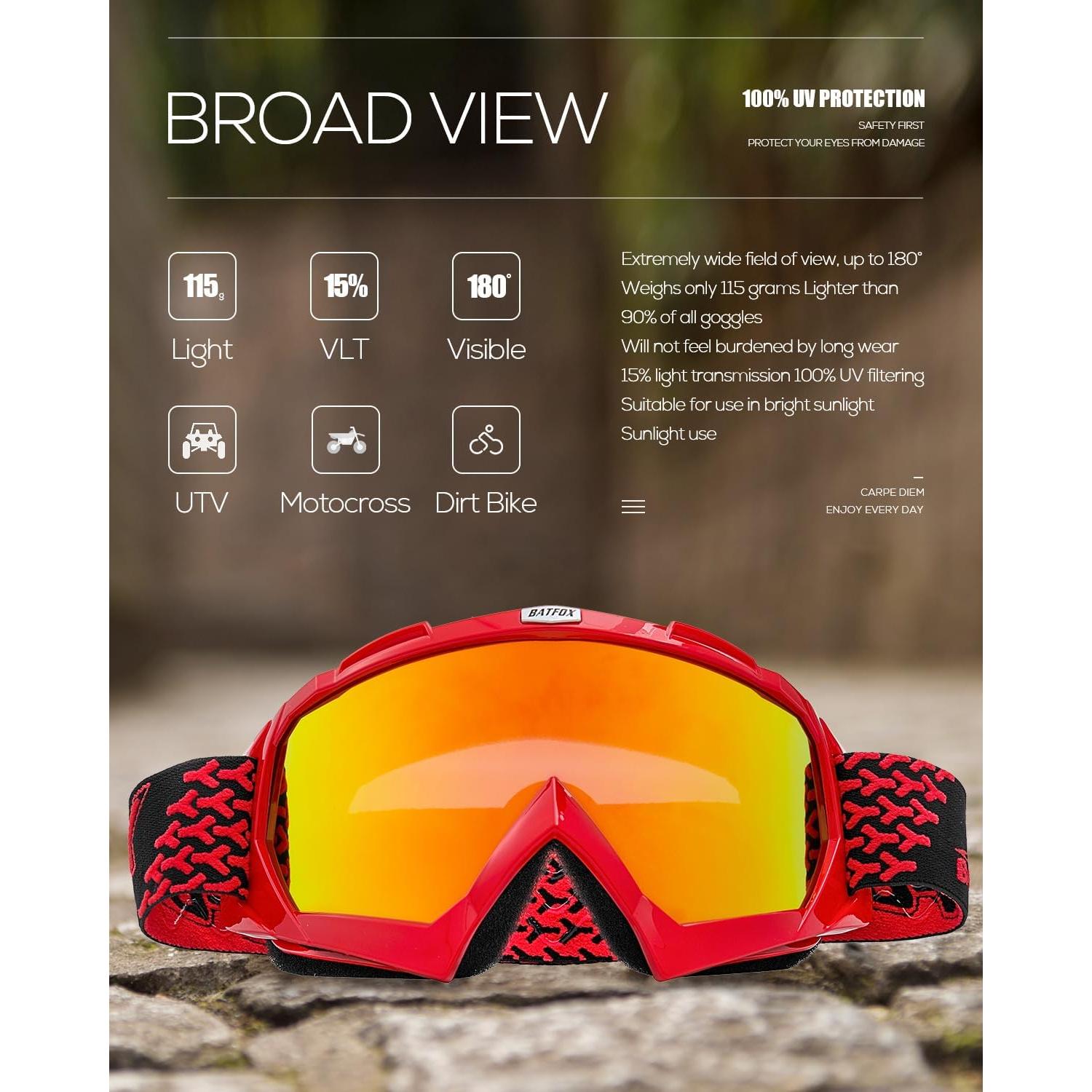 Gafas de Motocross BATFOX 816 UV400 Antideslizantes