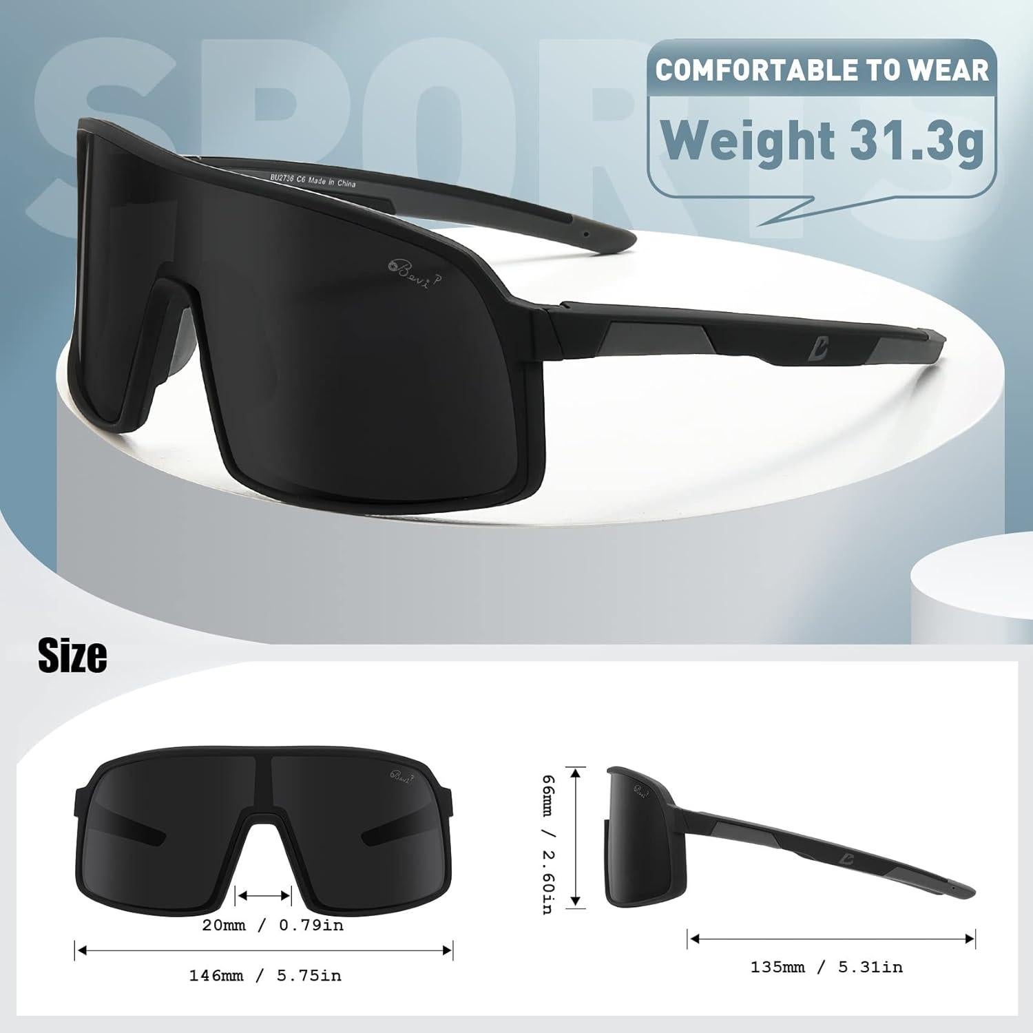 Gafas de sol Bevi polarizadas TR90 unisex para deportes