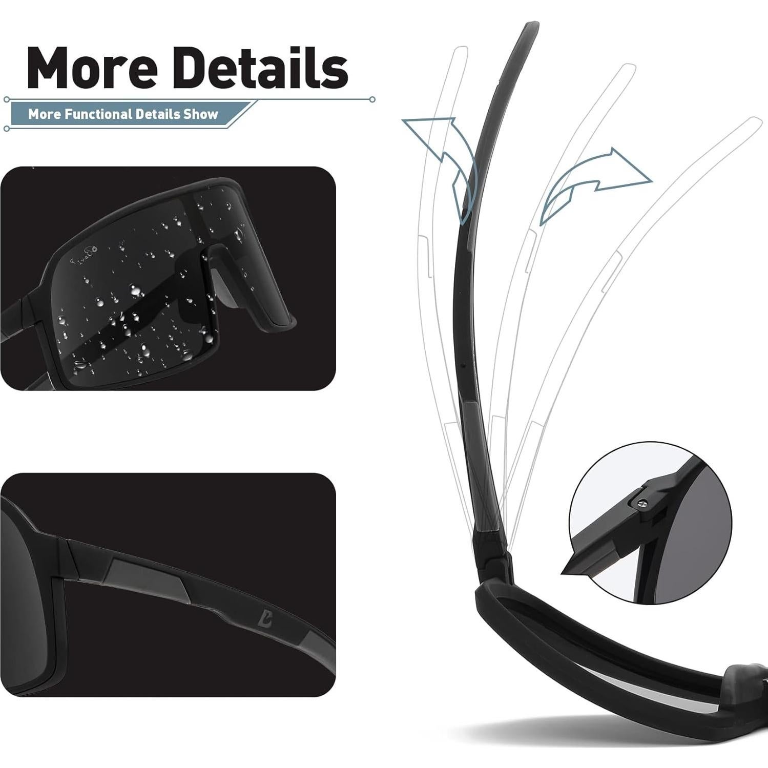 Gafas de sol Bevi polarizadas TR90 unisex para deportes