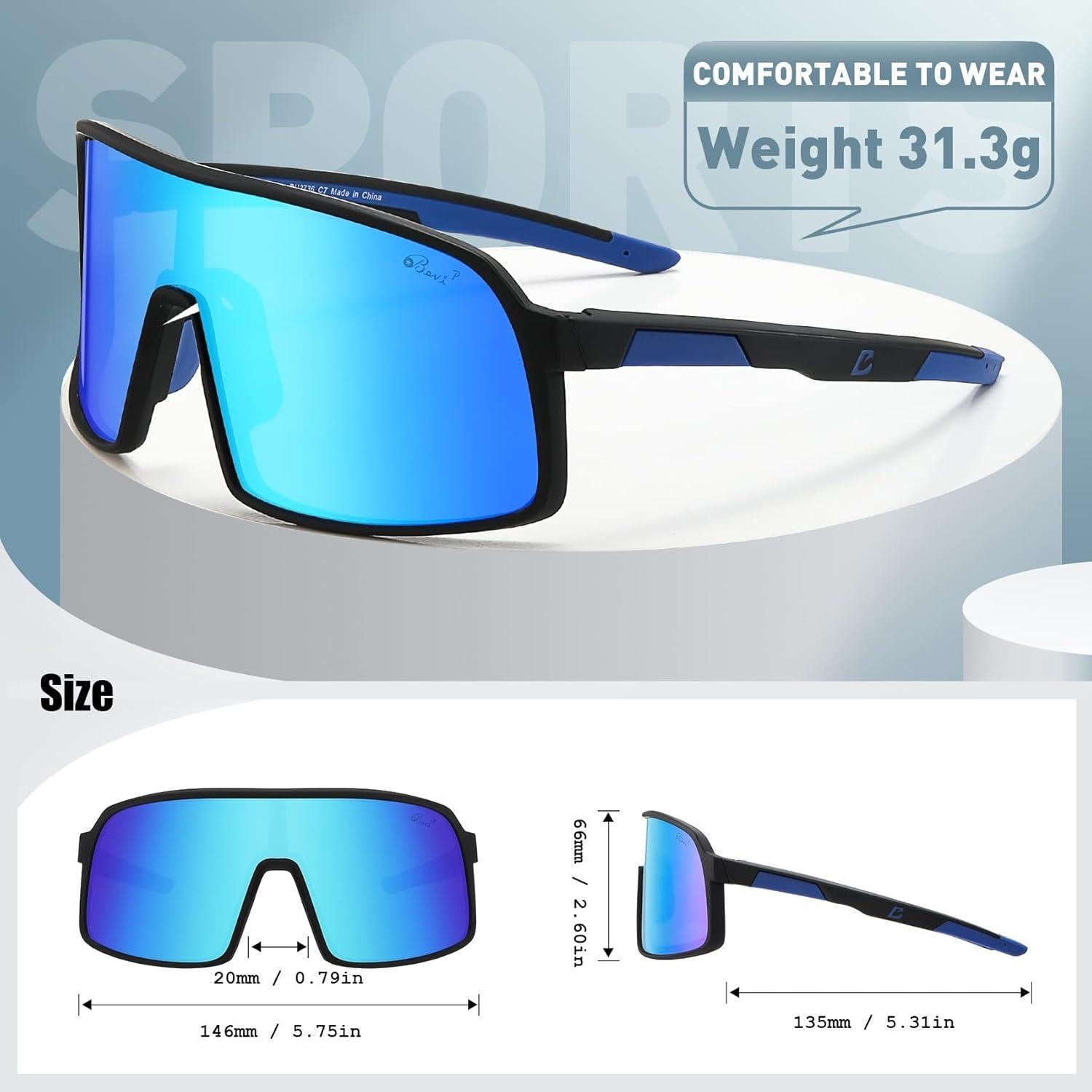 Gafas de sol Bevi polarizadas TR90 unisex para ciclismo