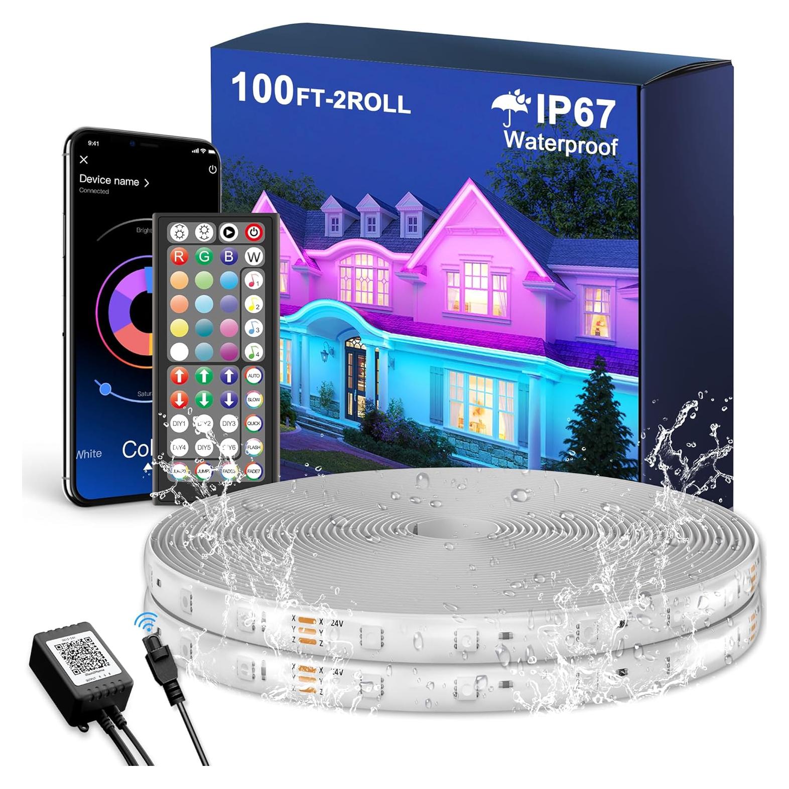 Fussion Tiras LED Impermeables 30.48m RGB con Control Remoto