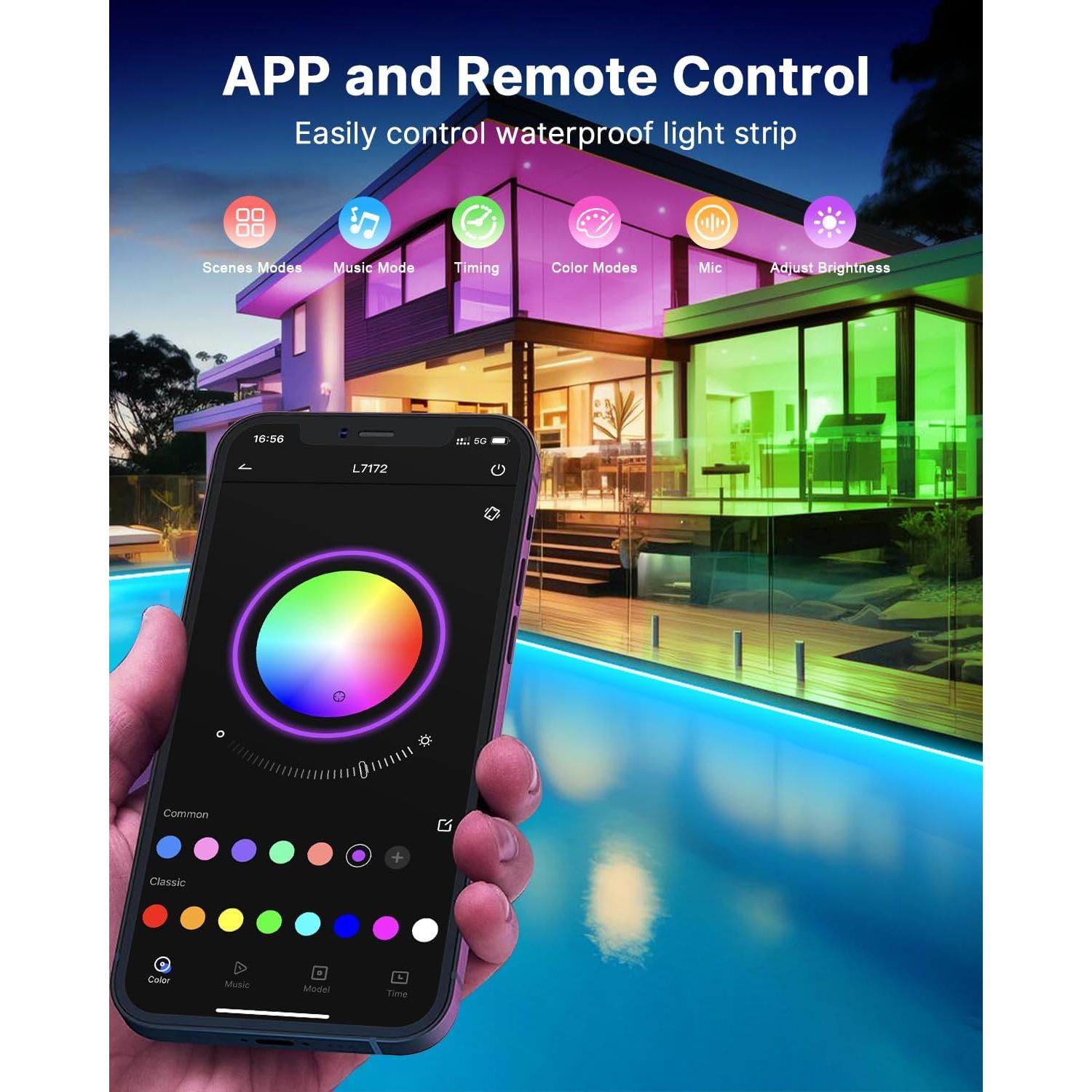 Fussion Tiras LED Impermeables 30.48m RGB con Control Remoto