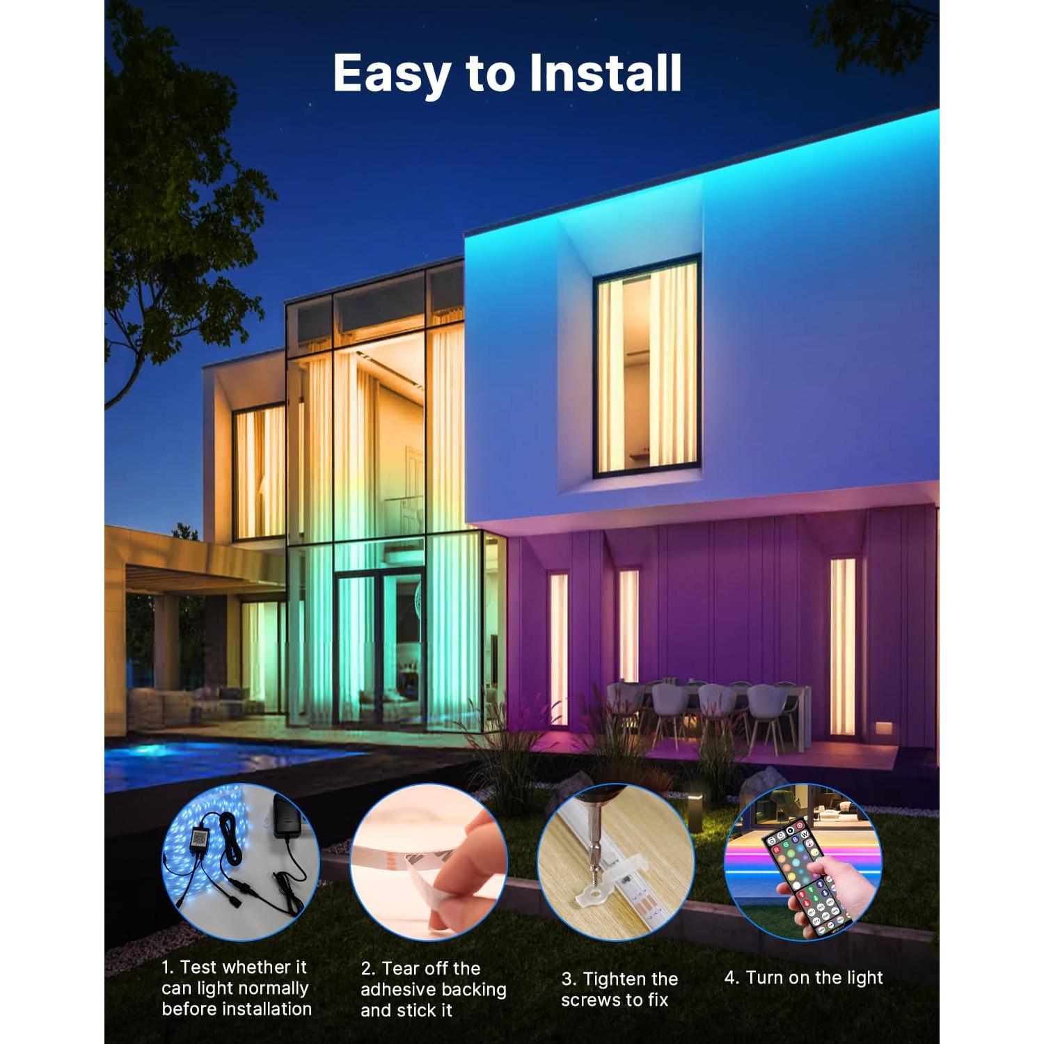 Fussion Tiras LED Impermeables 30.48m RGB con Control Remoto