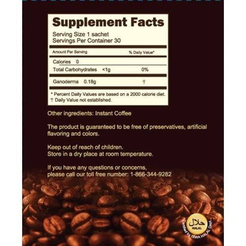 Café Ganoderma 2 en 1 Longreen - Suplemento Dietético 30 Sobres