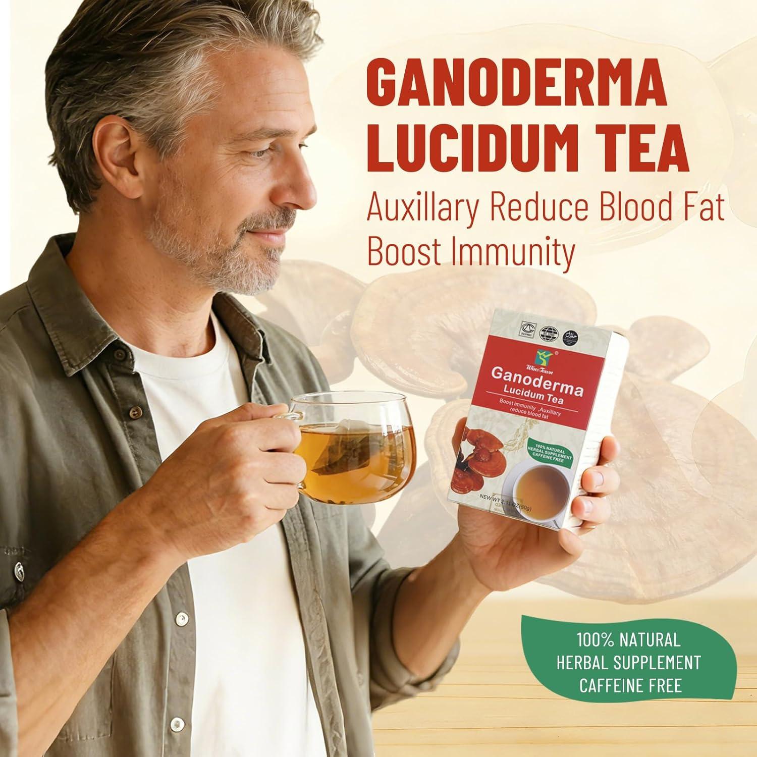 Té de Ganoderma Lucidum Wins Town, 20 Bolsitas Orgánicas