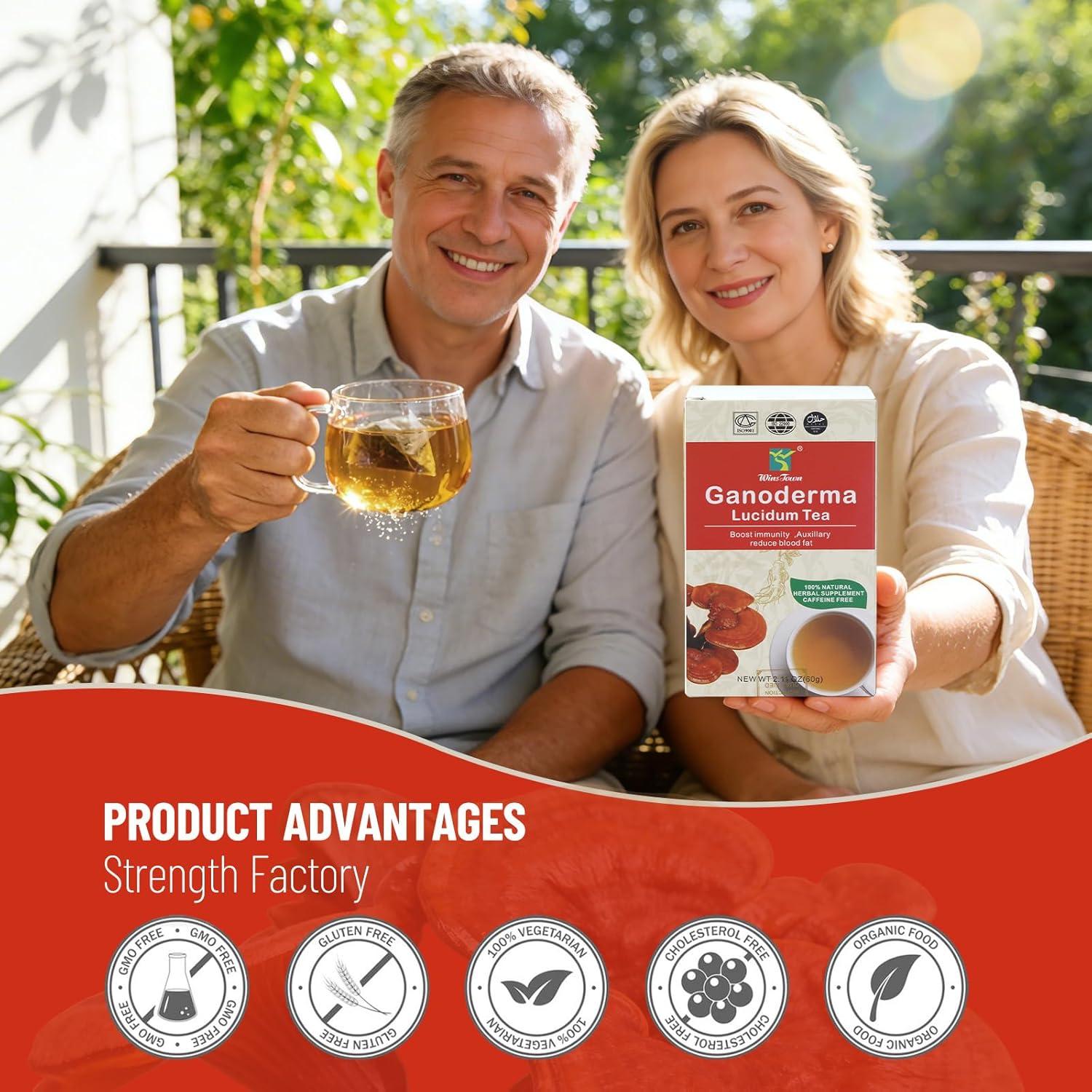 Té de Ganoderma Lucidum Wins Town, 20 Bolsitas Orgánicas