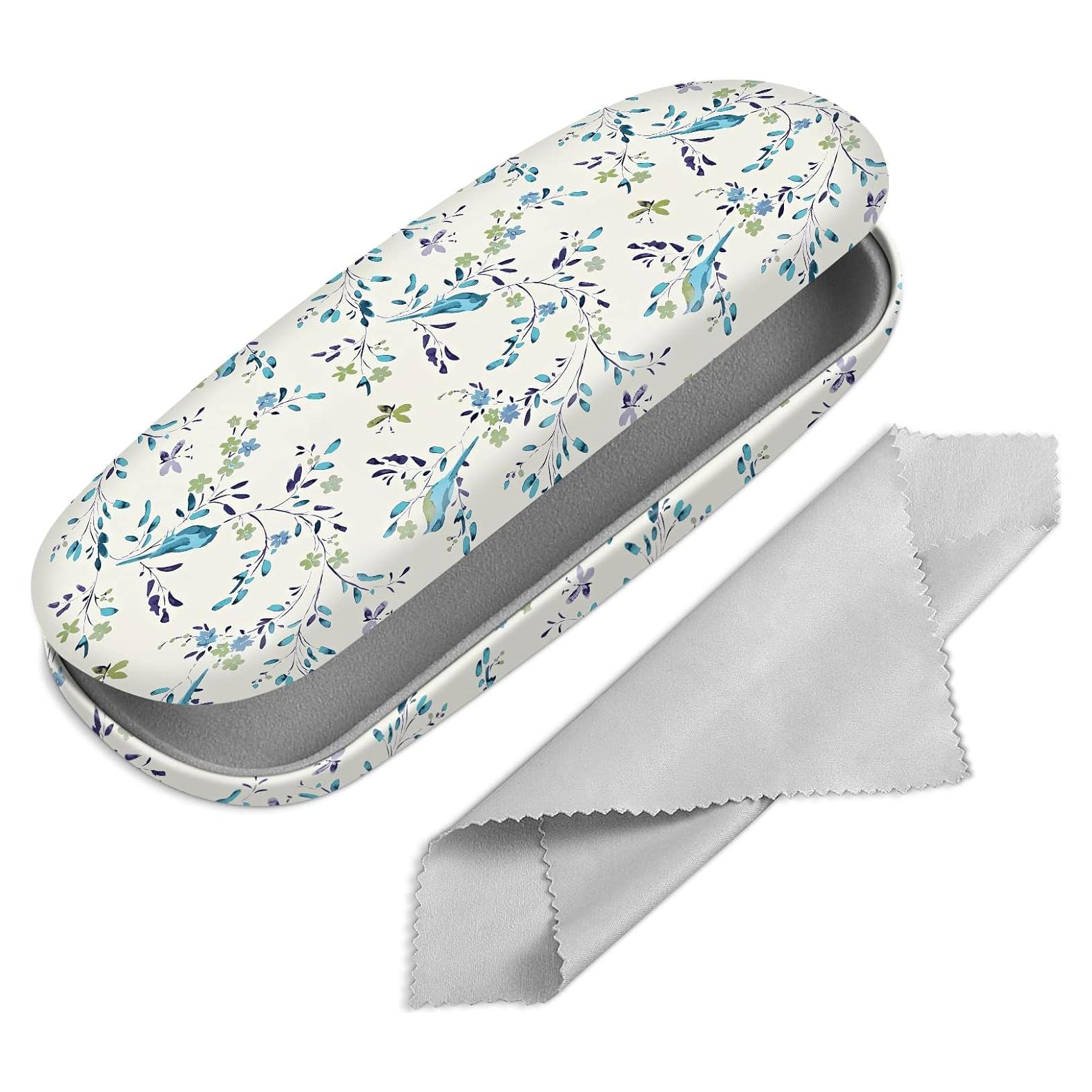 Funda Dura para Gafas Fintie con Paño de Limpieza Azul