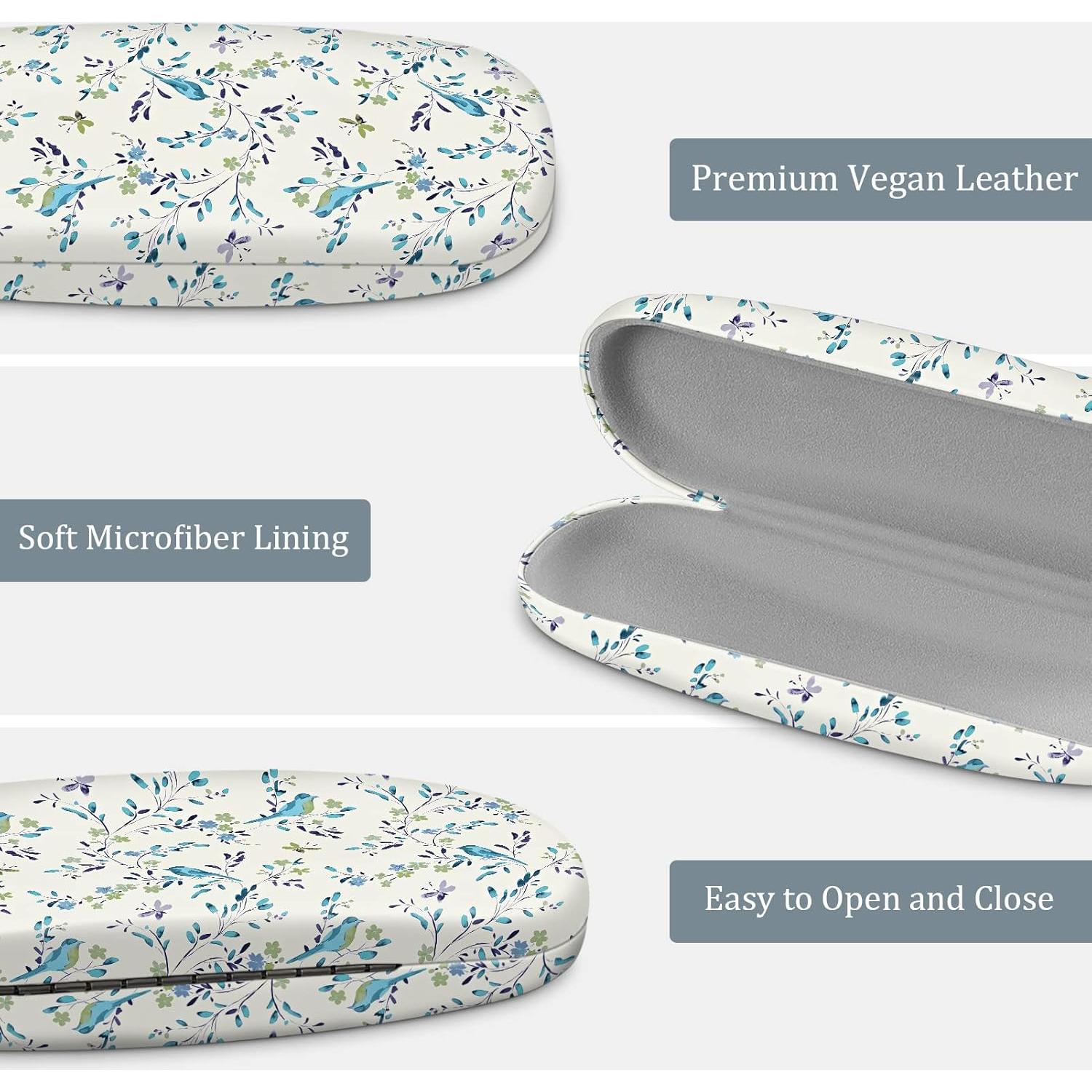 Funda Dura para Gafas Fintie con Paño de Limpieza Azul