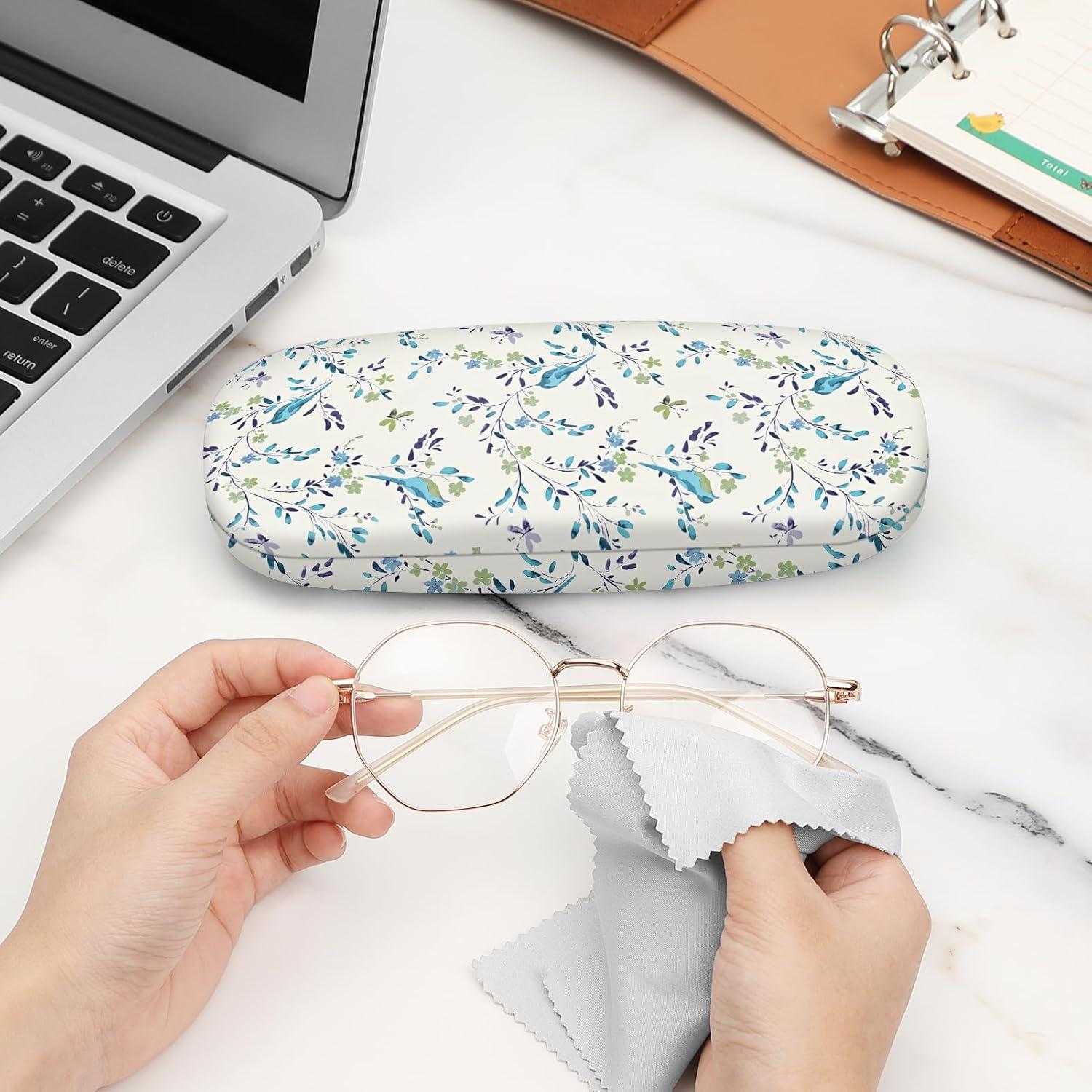 Funda Dura para Gafas Fintie con Paño de Limpieza Azul