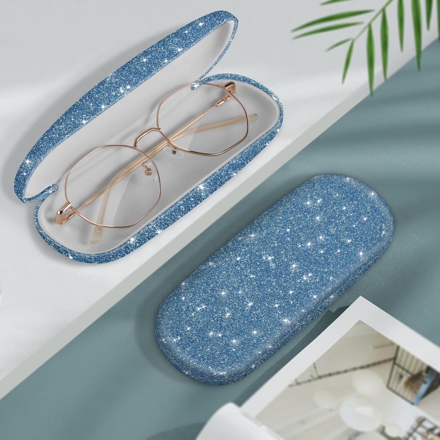 Funda Dura para Gafas Fintie con Paño de Limpieza Azul