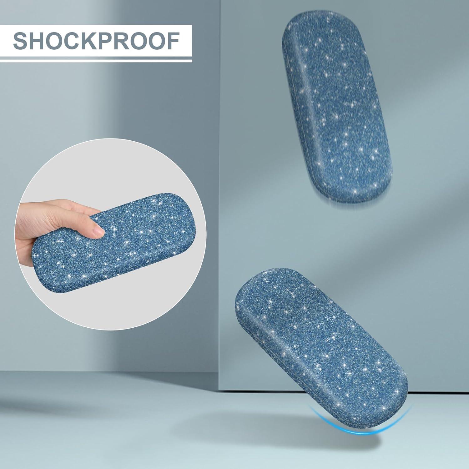 Funda Dura para Gafas Fintie con Paño de Limpieza Azul