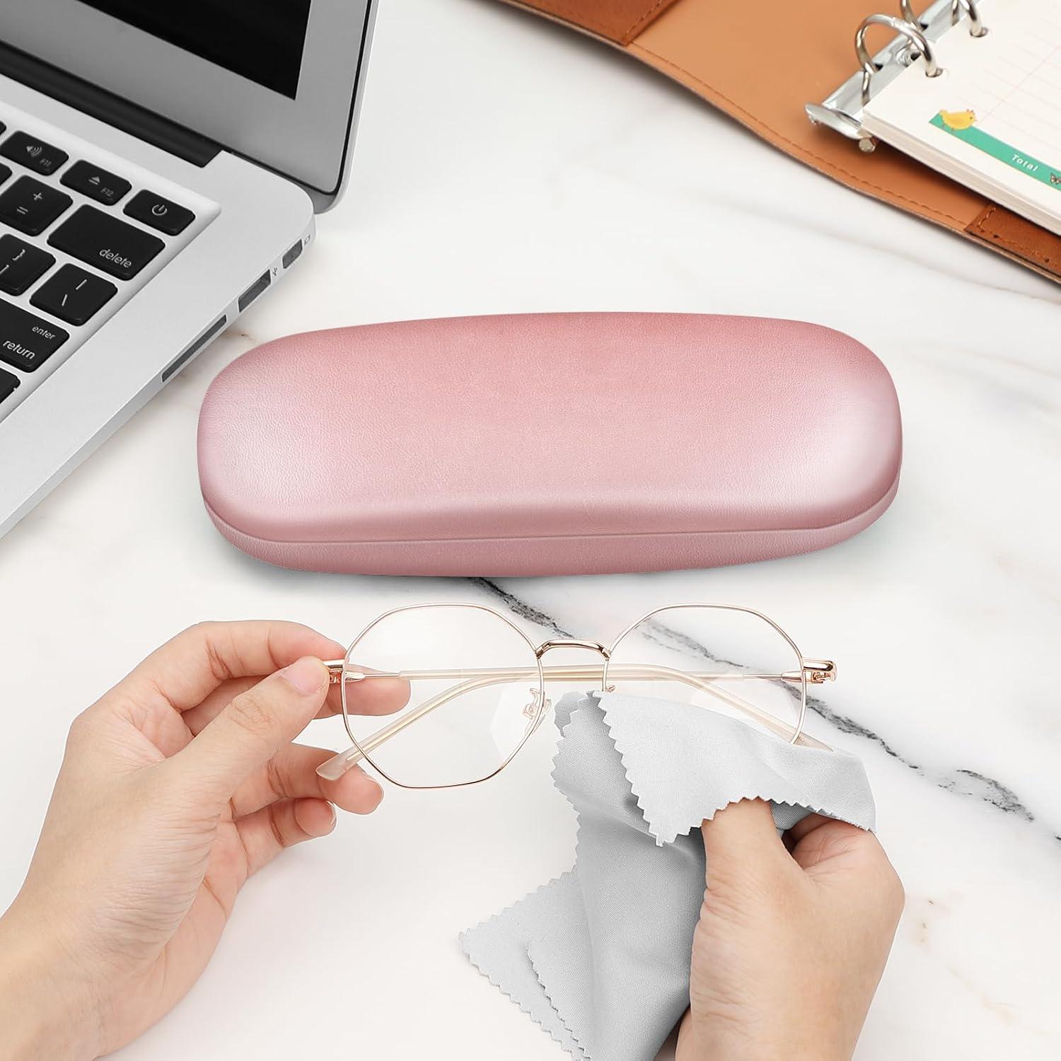 Funda Dura para Gafas Fintie con Paño de Limpieza Rosa