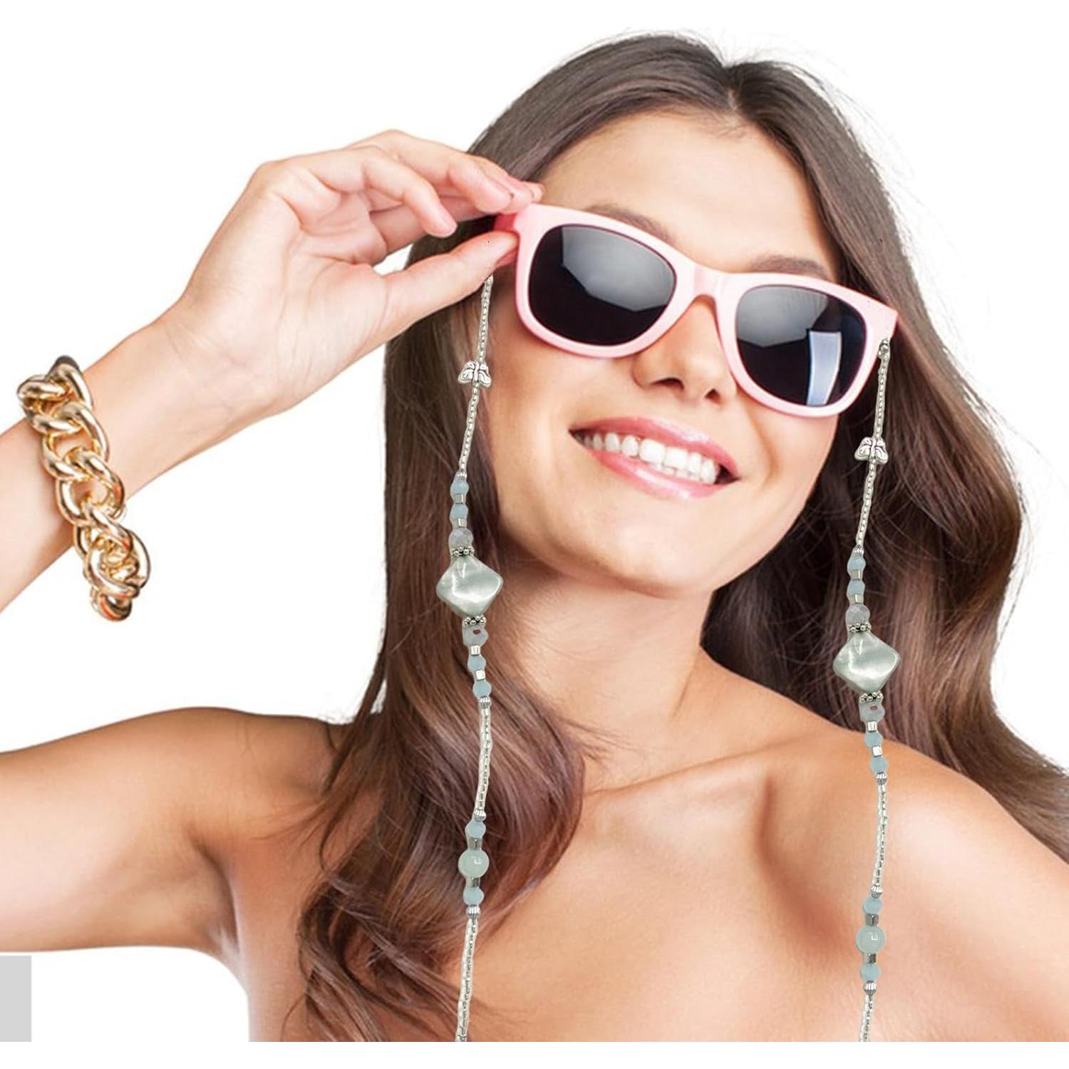 Cadena de Gafas Bead YN01 para Mujeres - Antideslizante Azul