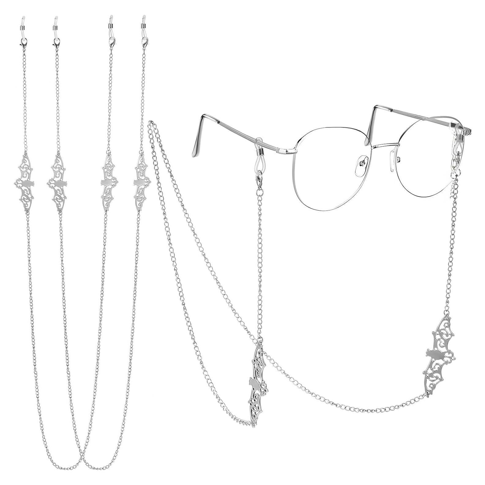 Cadena de Cristal de Murciélago Plateada para Gafas 75 cm