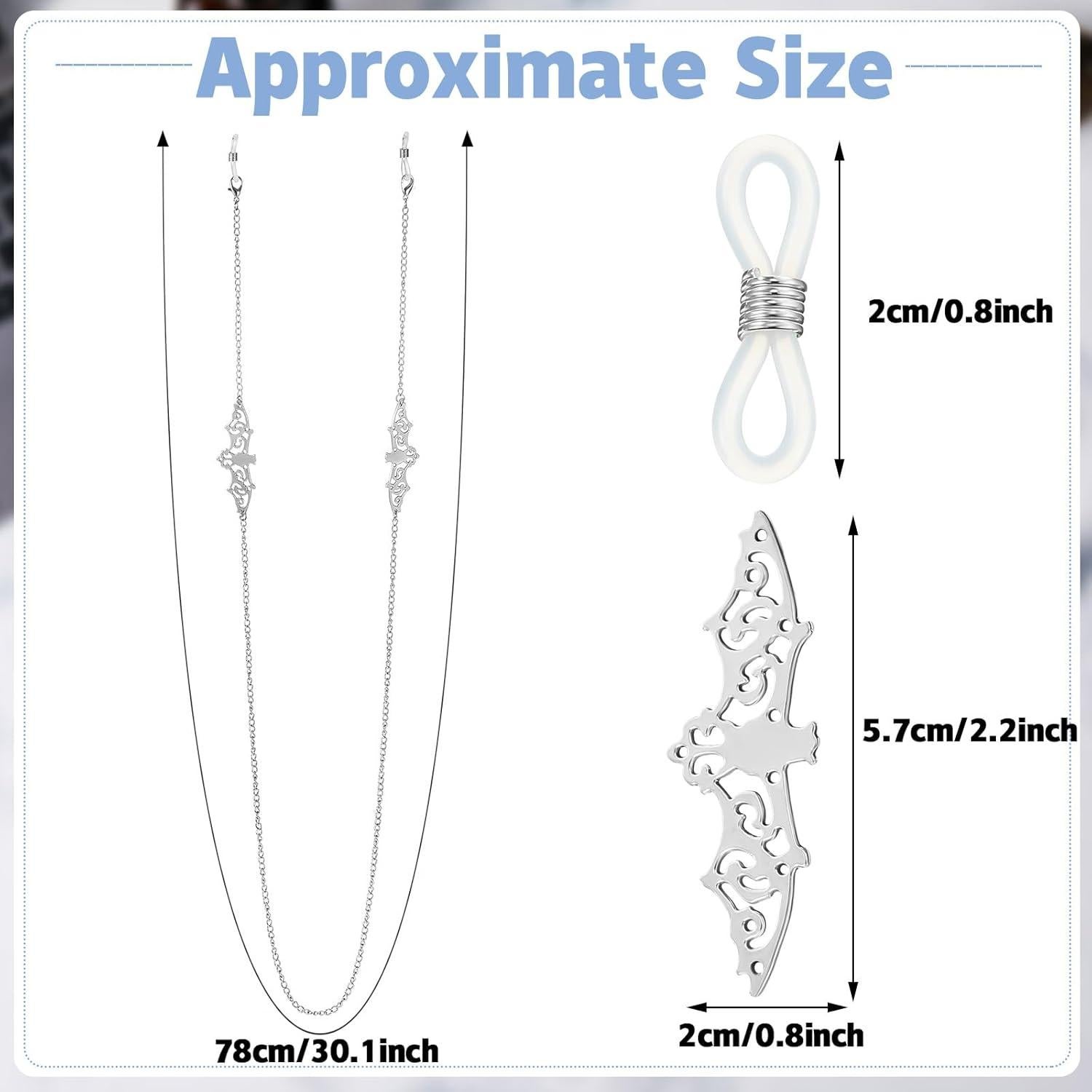 Cadena de Cristal de Murciélago Plateada para Gafas 75 cm