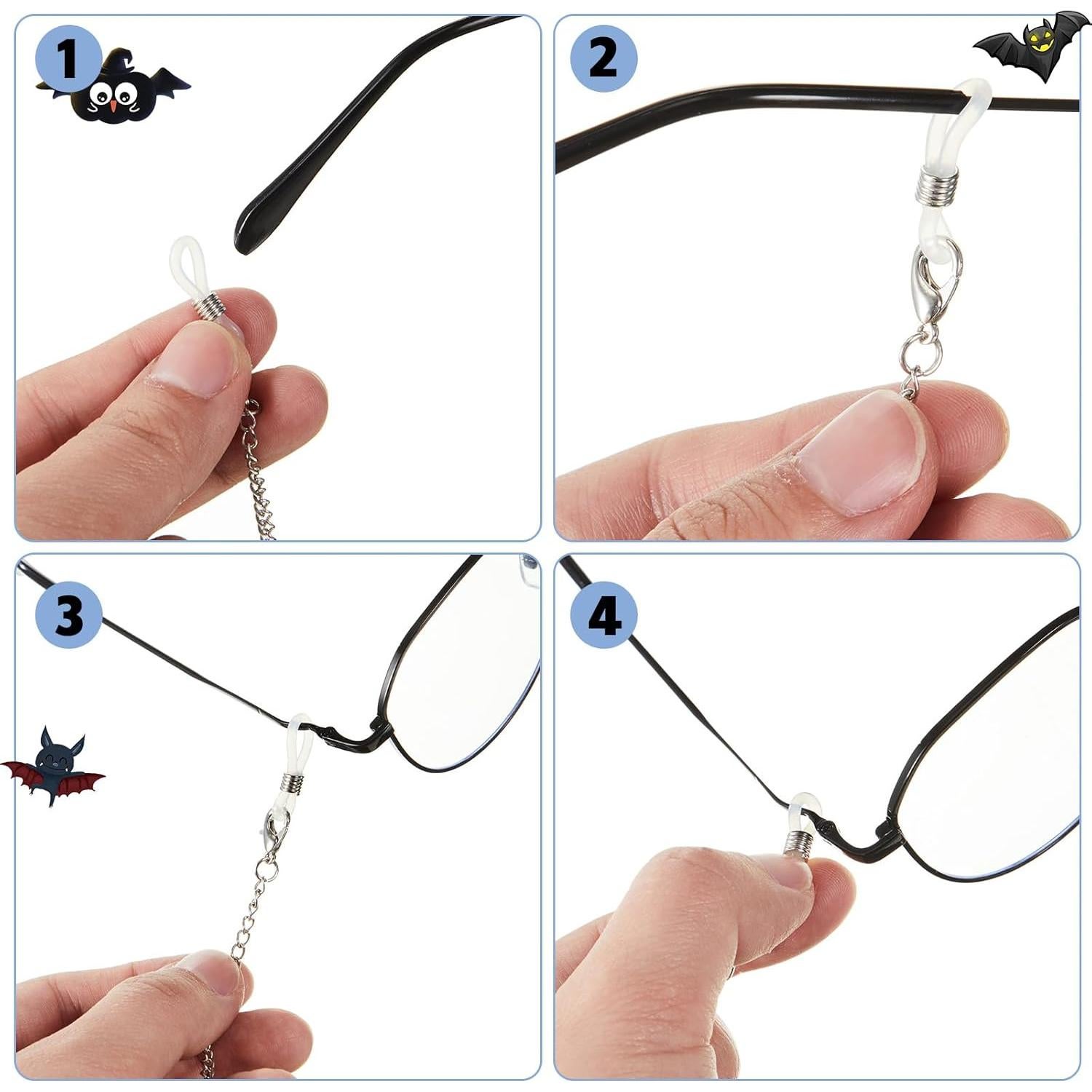 Cadena de Cristal de Murciélago Plateada para Gafas 75 cm