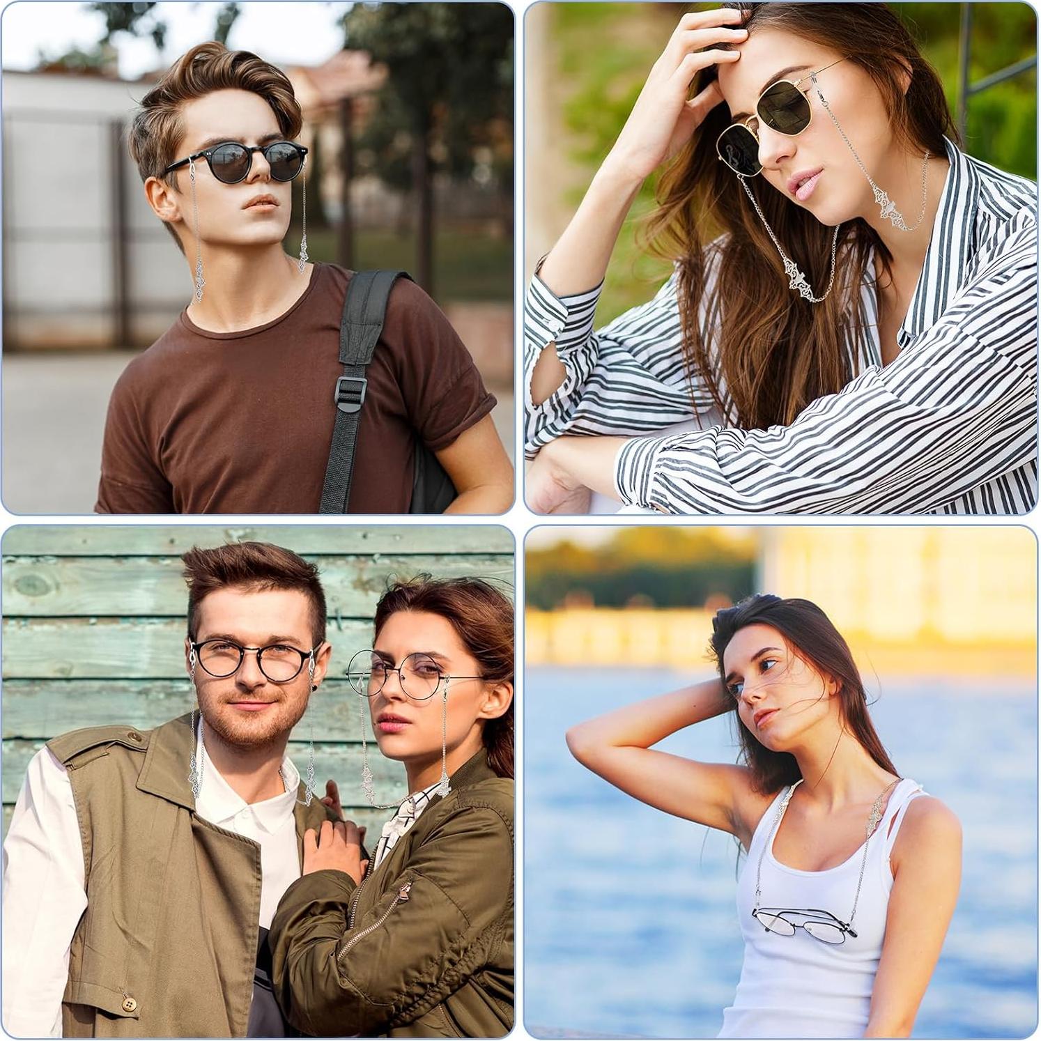 Cadena de Cristal de Murciélago Plateada para Gafas 75 cm