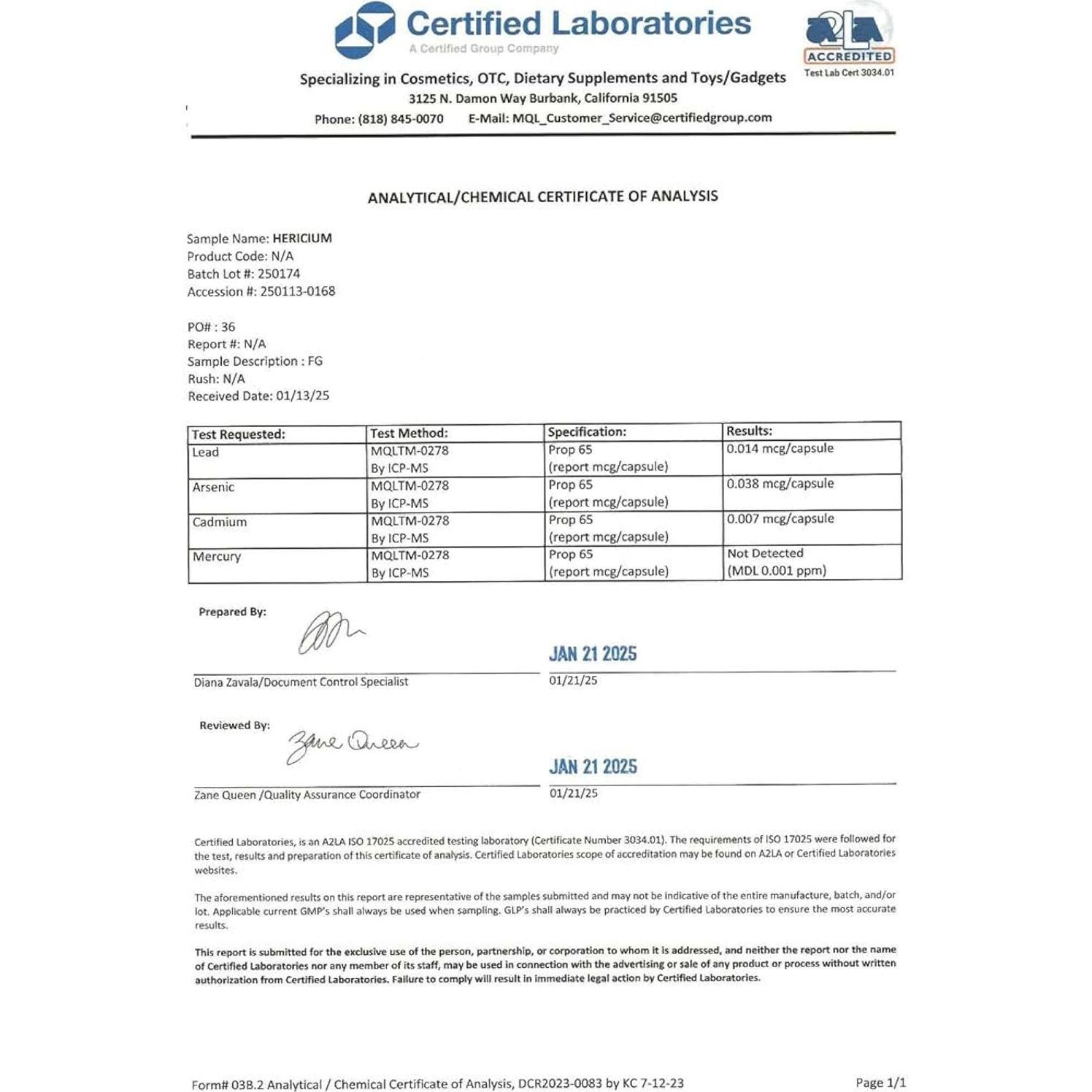 Suplemento Hericium Erinaceus Nature Restore 90 Cápsulas 500mg