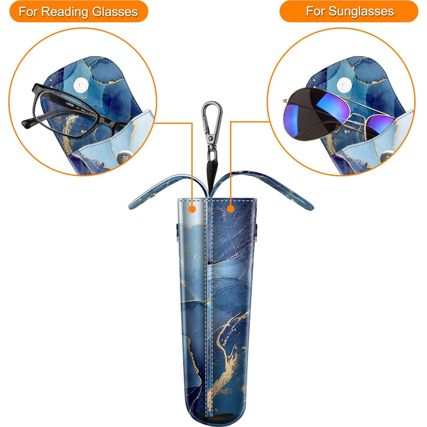 Estuche Doble para Gafas Fintie de Cuero Vegano con Mosquetón