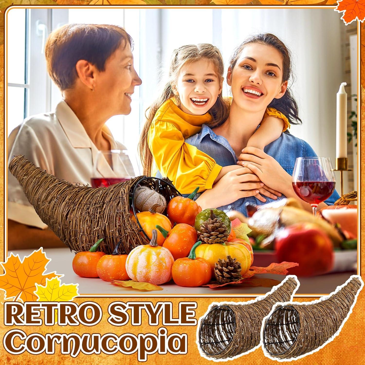 Cesta de Cornucopia Dandat 30.5x29.2 cm Decoración Otoño