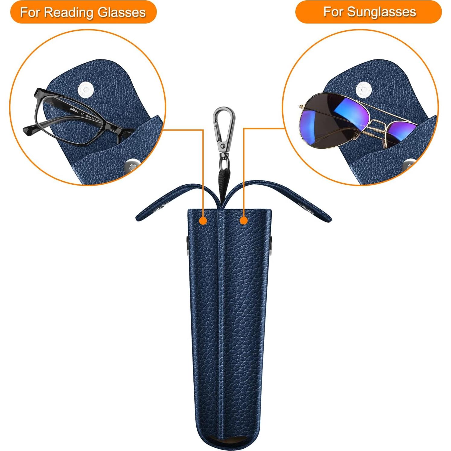 Funda Doble para Gafas Fintie Marino con Gancho y Paños