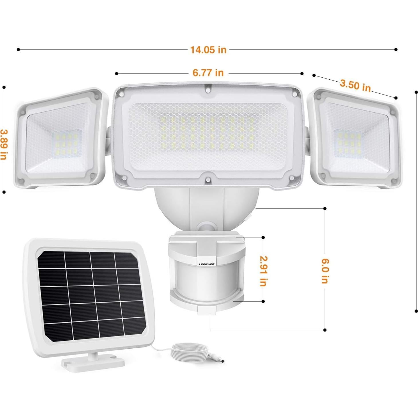 LEPOWER Luz Solar de Seguridad 1600LM con Sensor de Movimiento