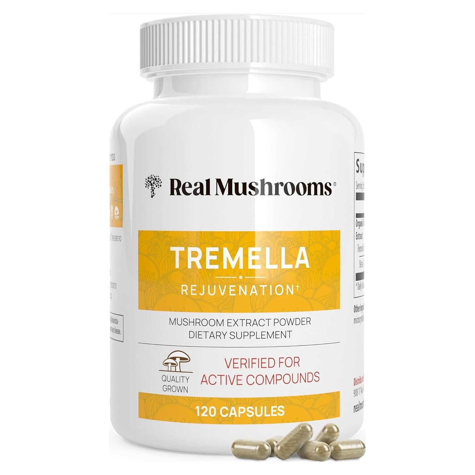 Extracto de Hongo Tremella Real Mushrooms 120 Cápsulas Orgánico