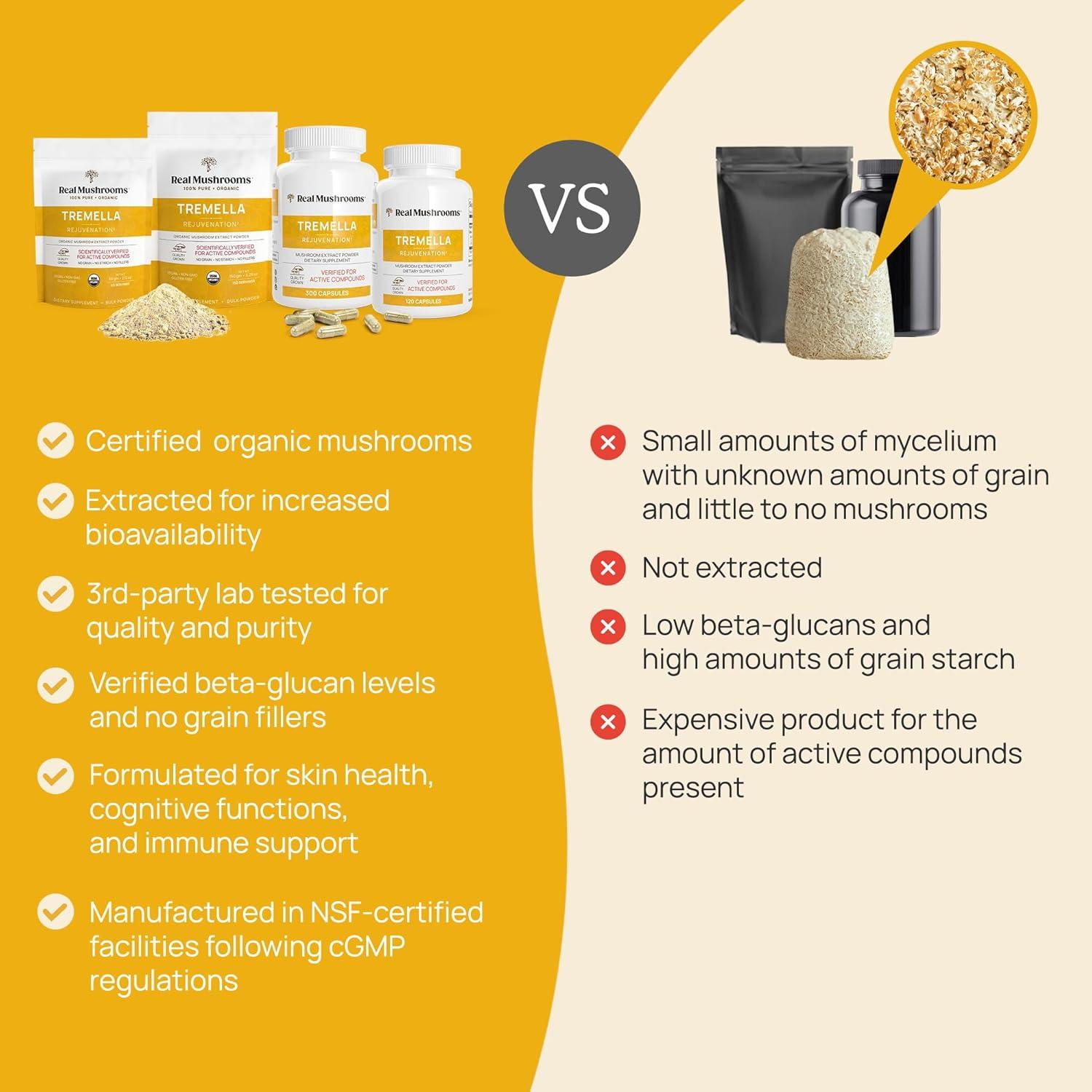 Extracto de Hongo Tremella Real Mushrooms 120 Cápsulas Orgánico