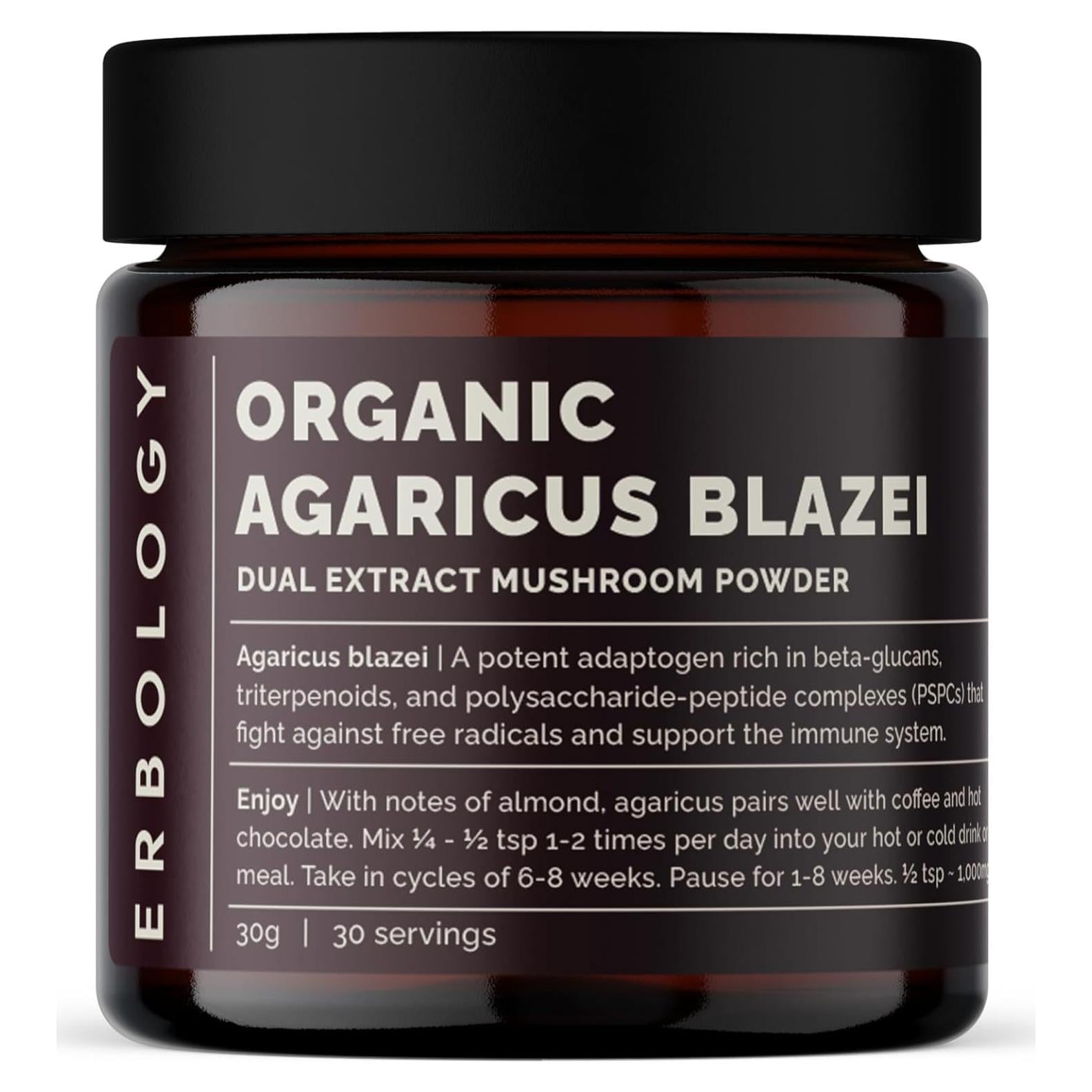 Polvo de Extracto Dual de Agaricus Blazei Erbology 30g - Vegano