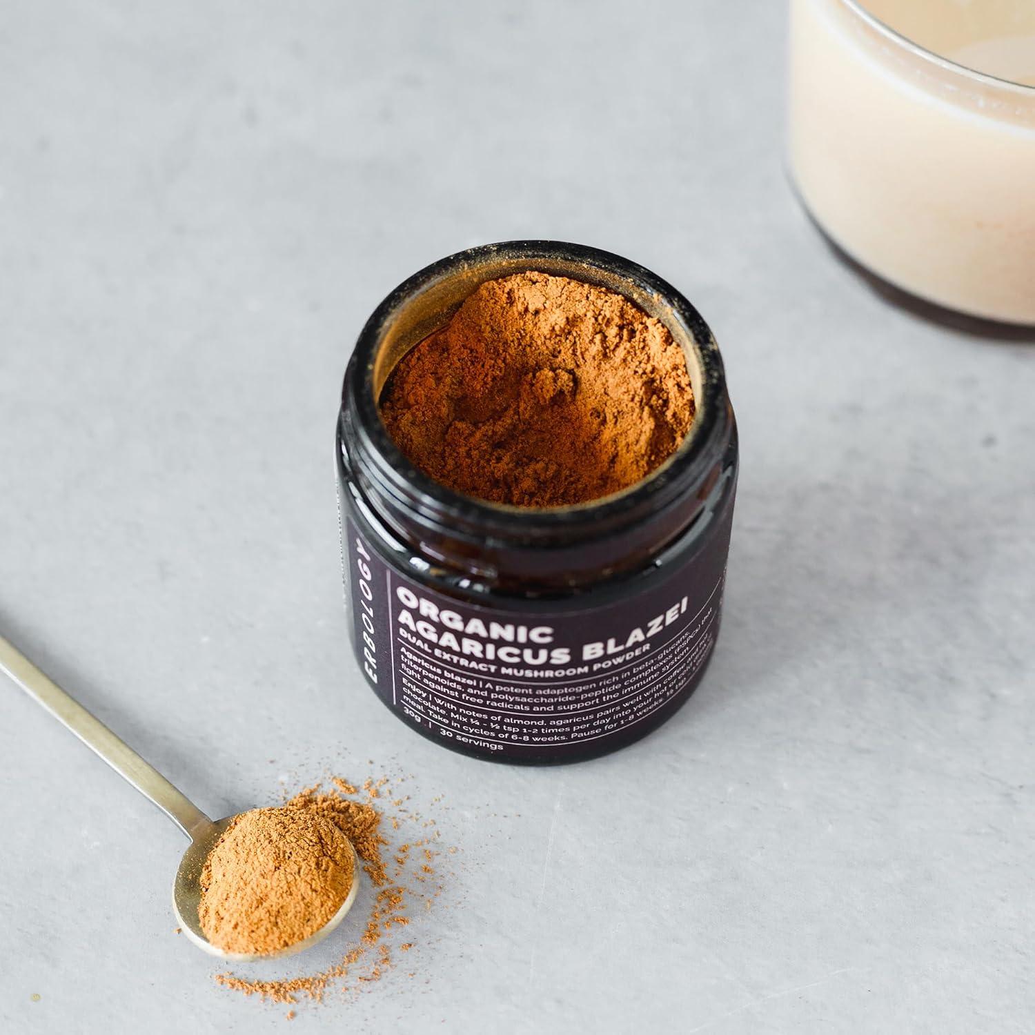 Polvo de Extracto Dual de Agaricus Blazei Erbology 30g - Vegano