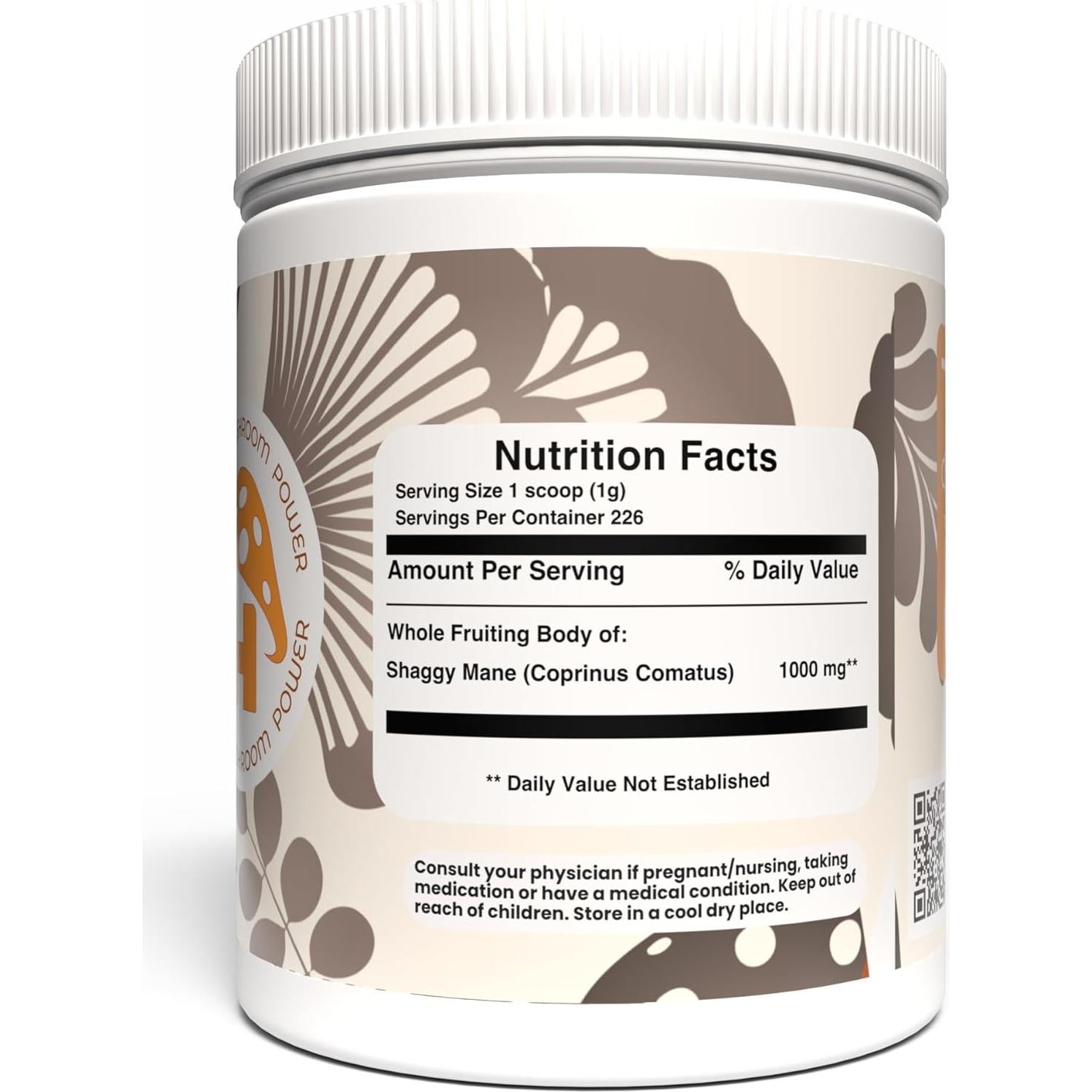 Polvo de Hongo Shaggy Mane 227g Hongo Tea - 100% Natural