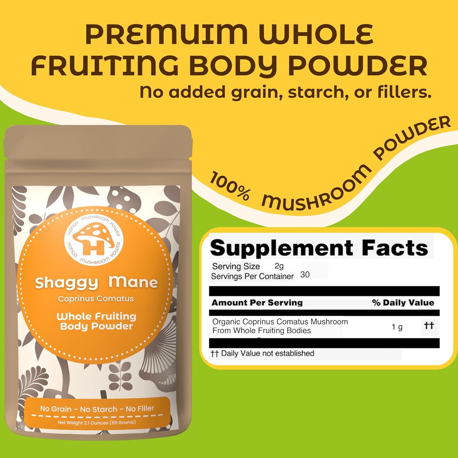 Polvo de Hongo Shaggy Mane 227g Hongo Tea - 100% Natural