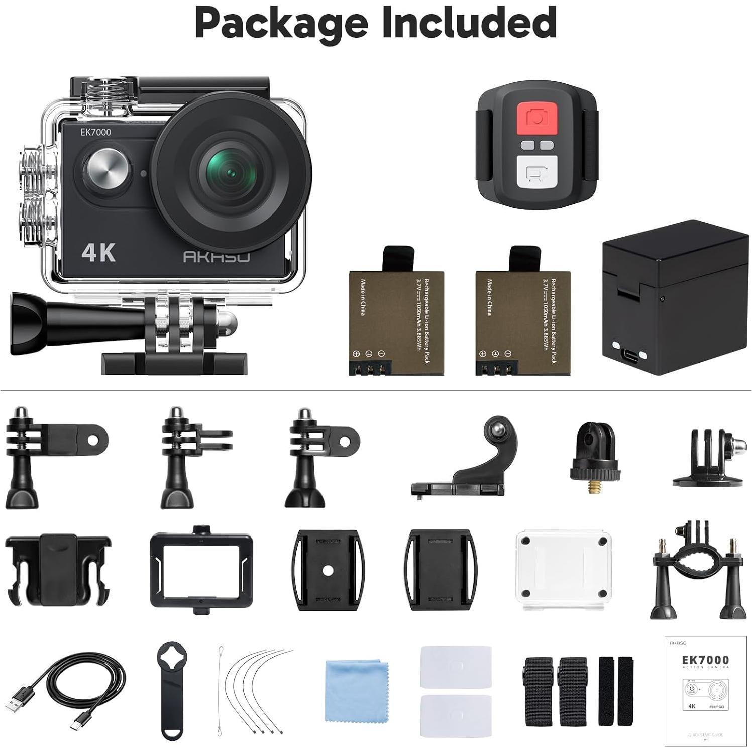 Cámara de acción AKASO EK7000 4K 20MP EIS a prueba de agua