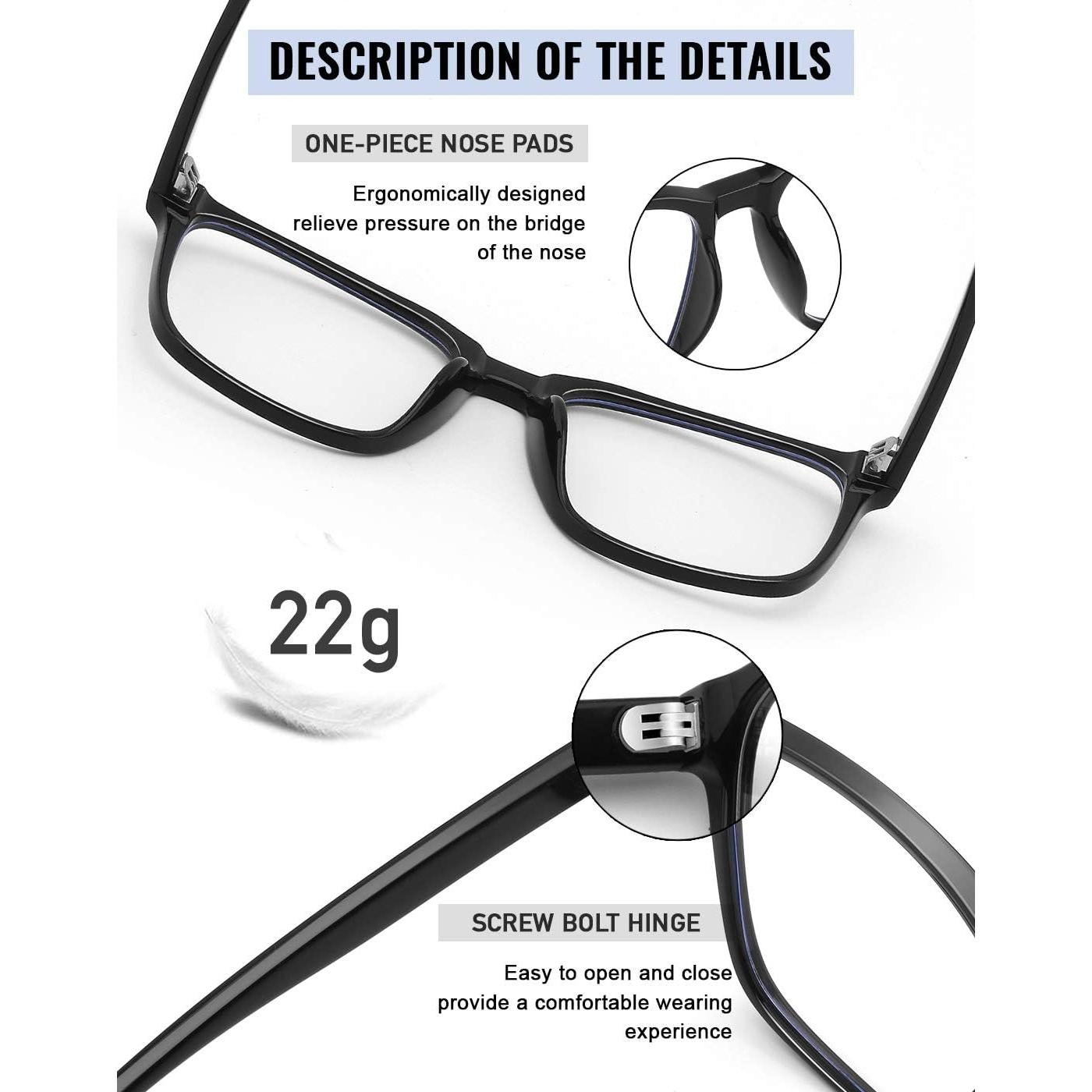 Gafas Anti Luz Azul Cuadradas TEAPLMTT para Hombres y Mujeres