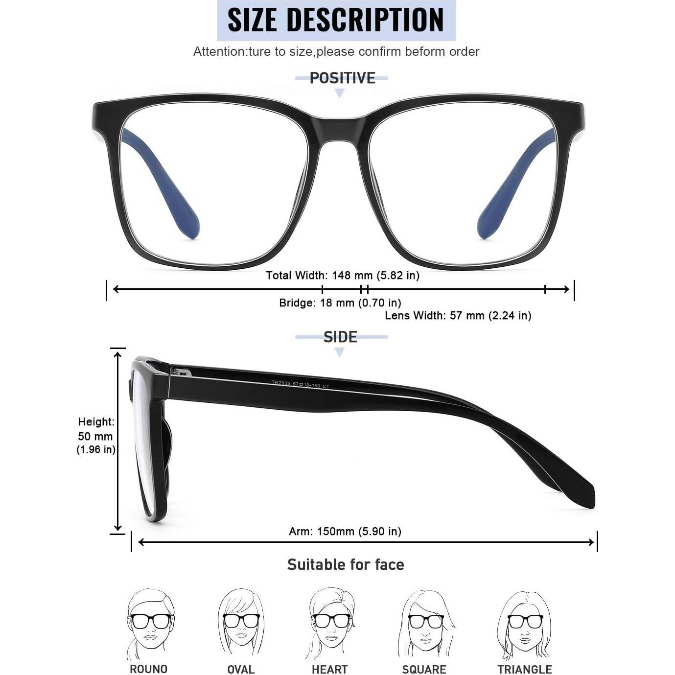 Gafas Anti Luz Azul Cuadradas TEAPLMTT para Hombres y Mujeres