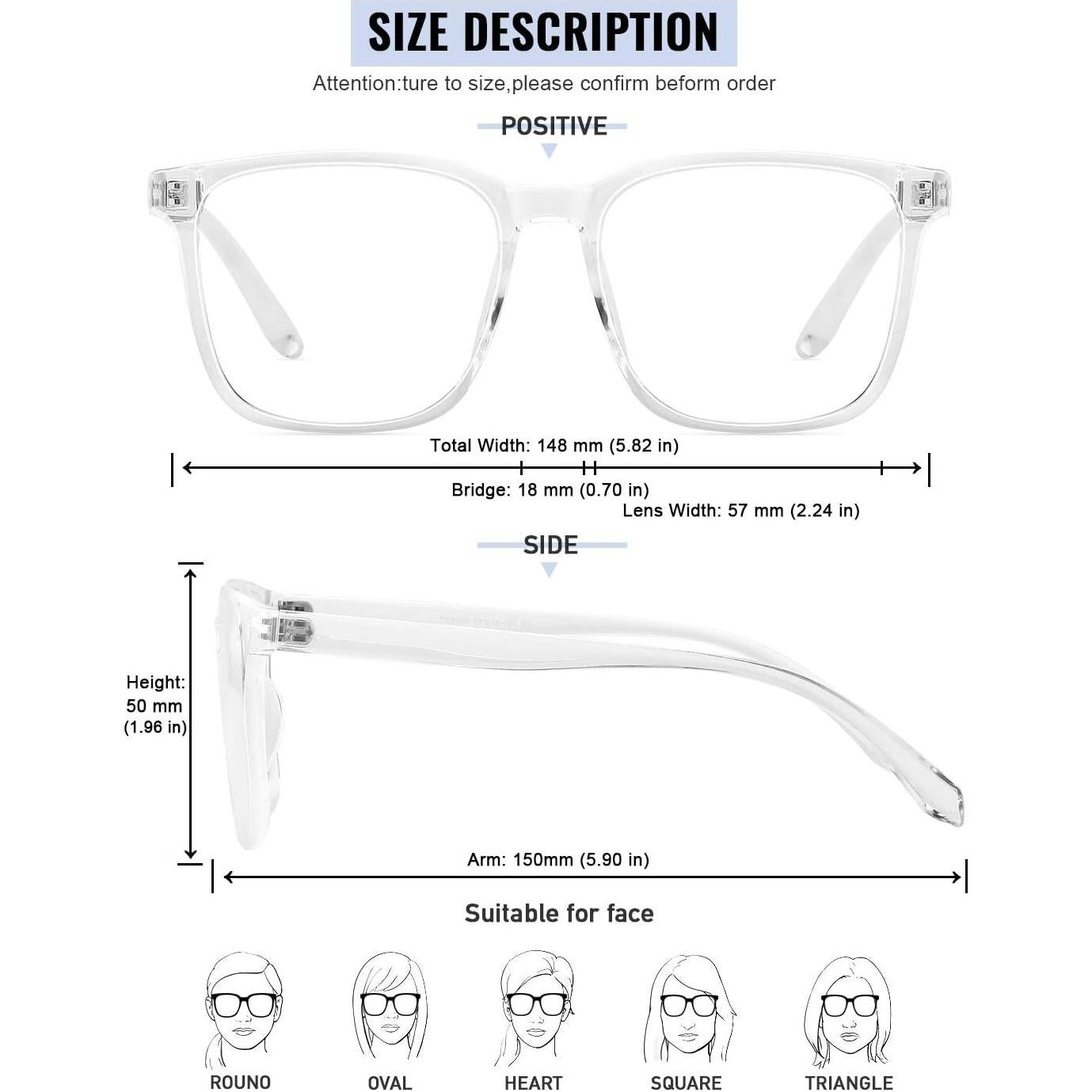 Gafas Anti Luz Azul TEAPLMTT Cuadradas Transparentes