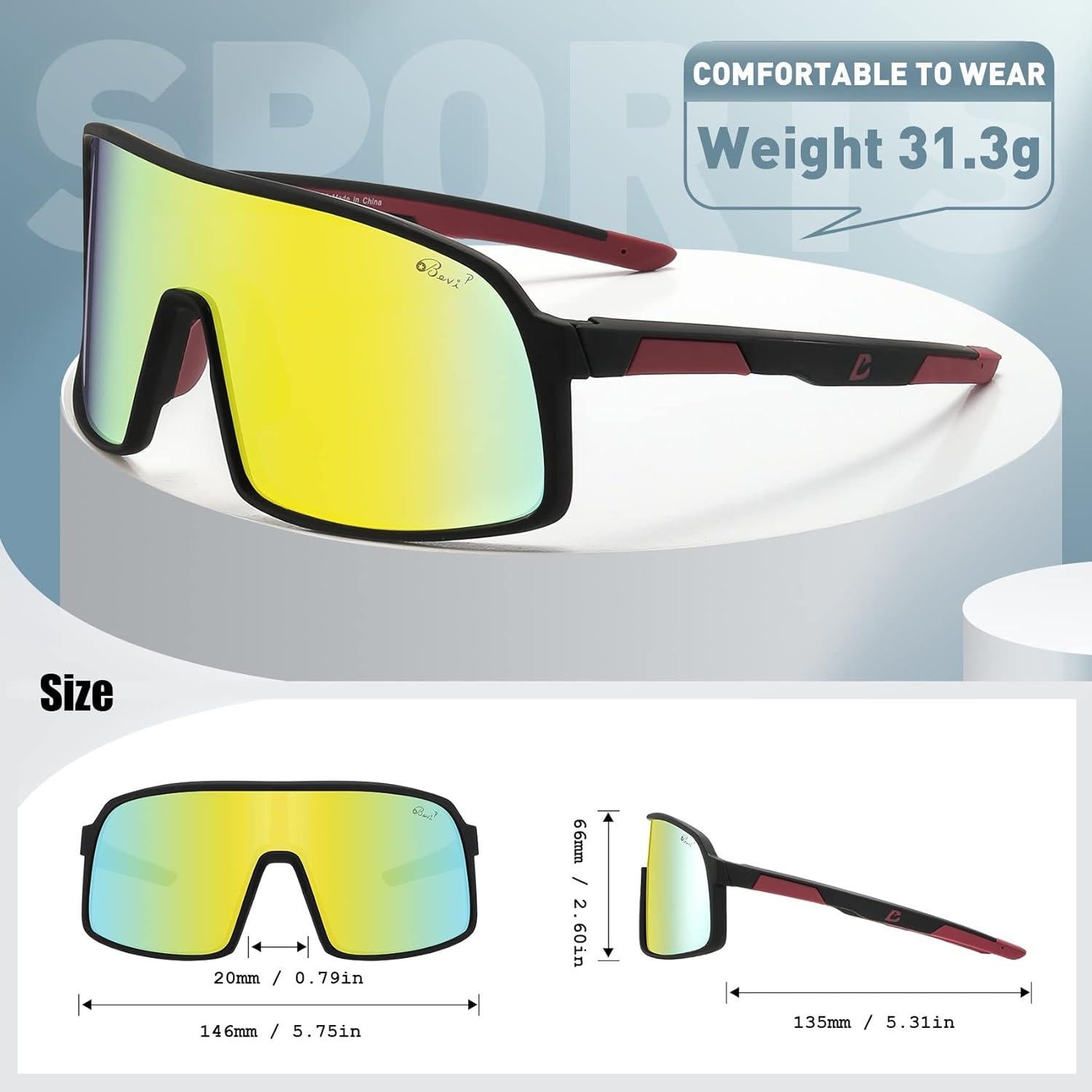 Gafas de sol Bevi deportivas polarizadas TR90 unisex
