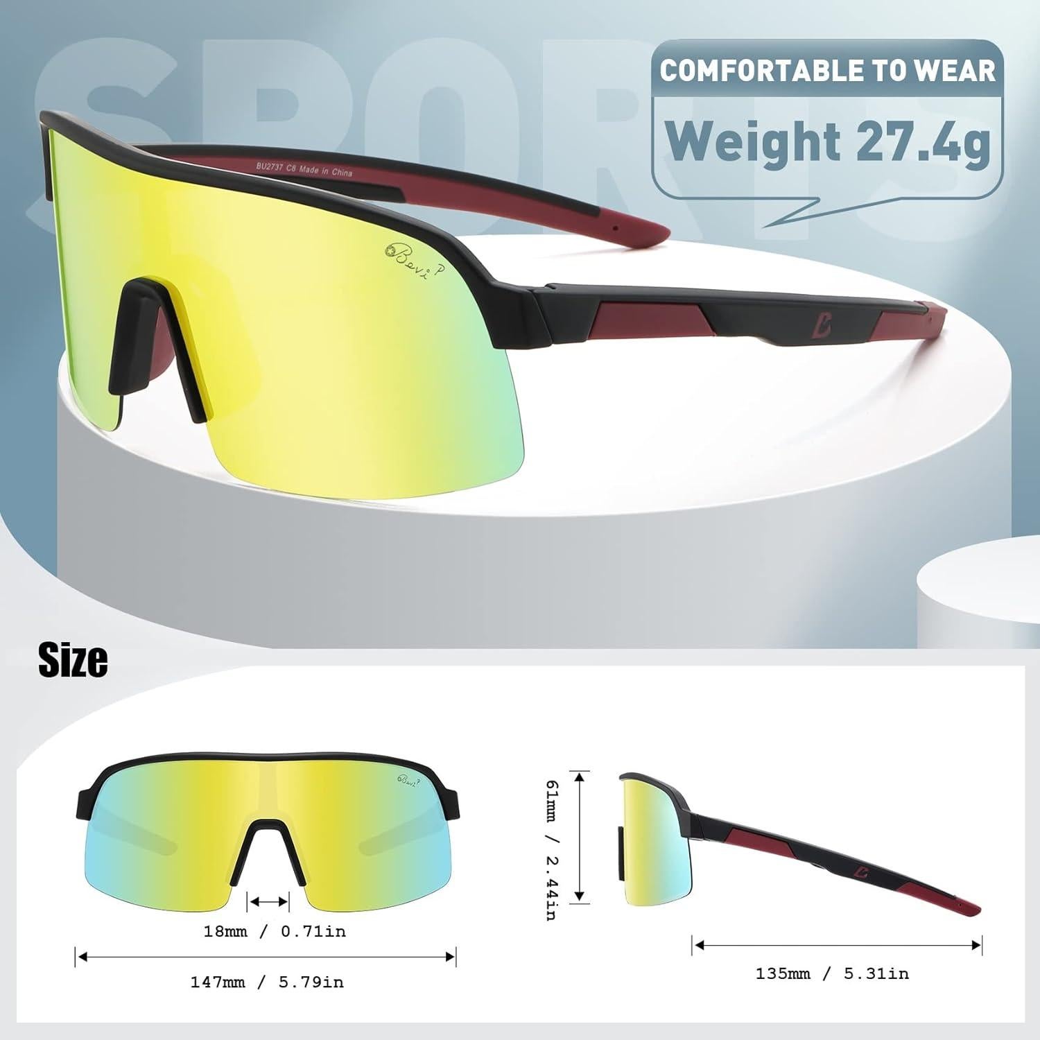Gafas de sol Bevi deportivas polarizadas TR90 unisex