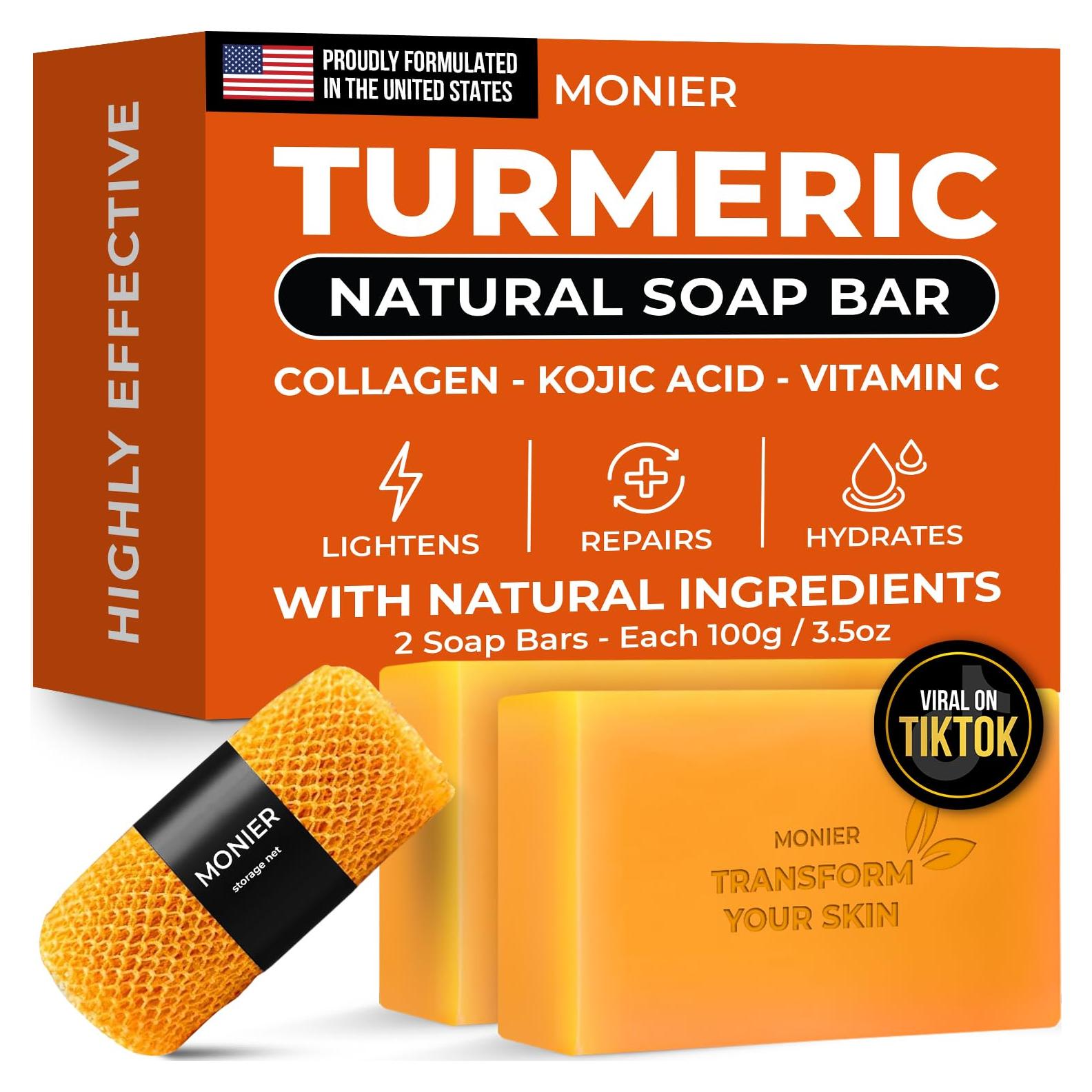 Jabón de Cúrcuma MONIER para Manchas Oscuras - Vegano 2 Pzas