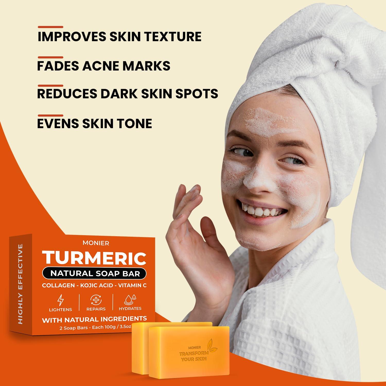 Jabón de Cúrcuma MONIER para Manchas Oscuras - Vegano 2 Pzas