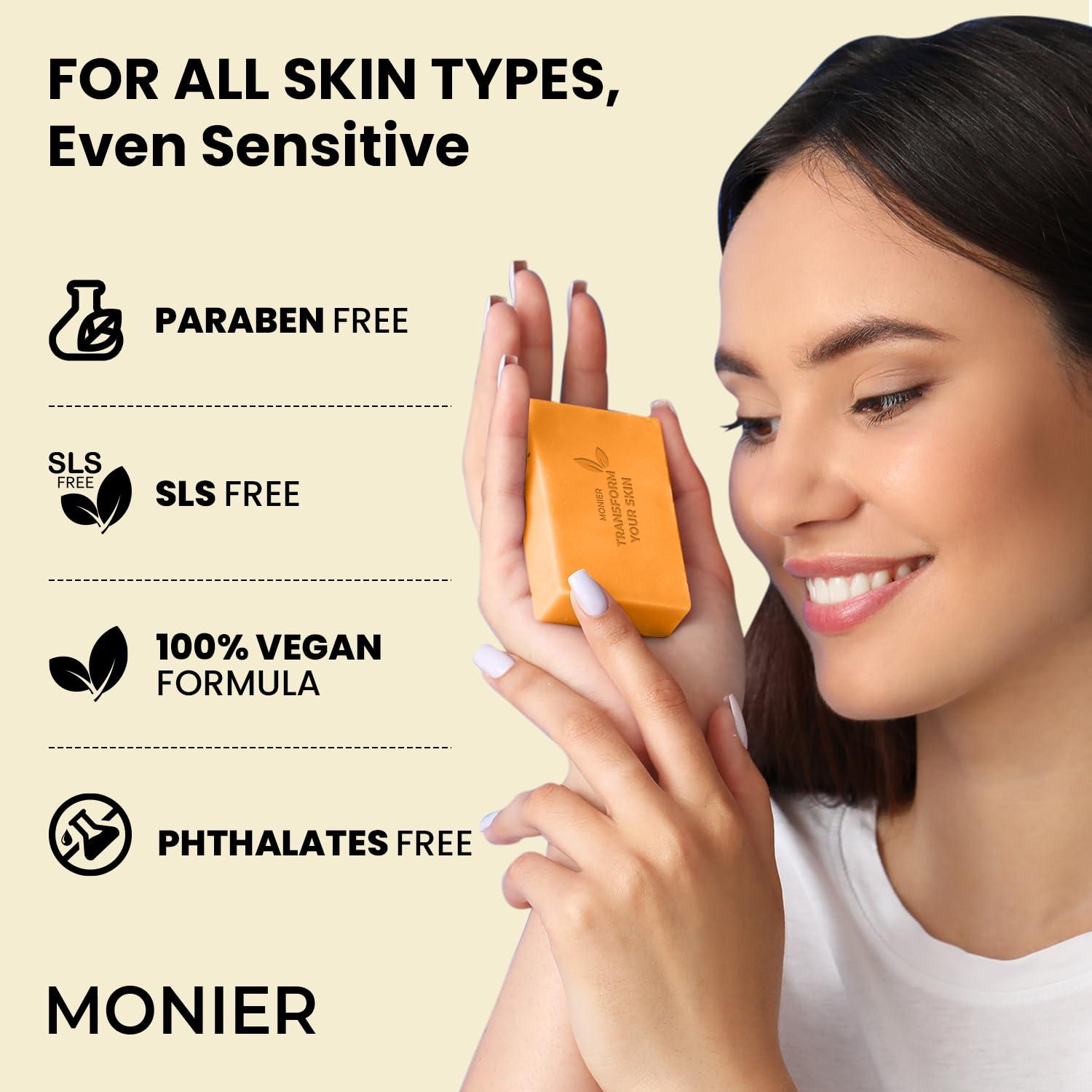 Jabón de Cúrcuma MONIER para Manchas Oscuras - Vegano 2 Pzas